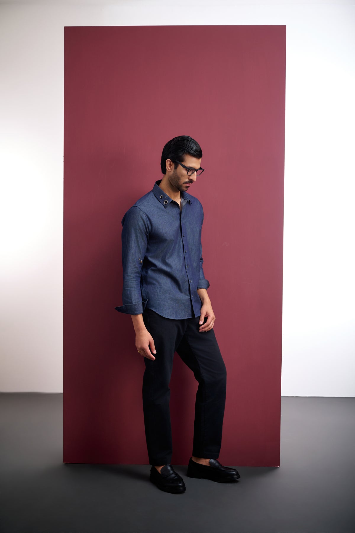 DENIM SHIRT WITH EYELET