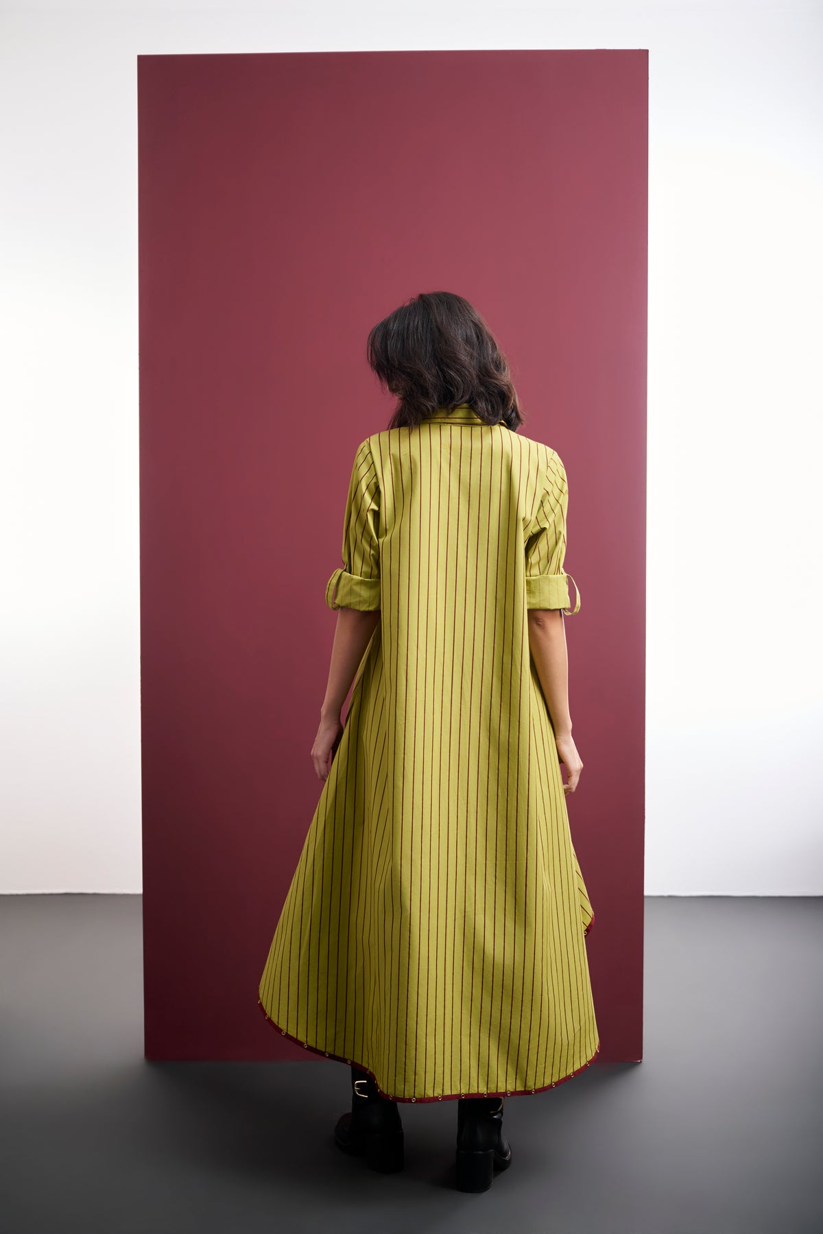 STRIPED HIGH-LOW TUNIC & POLKA FLARED PANT CO-ORD SET
