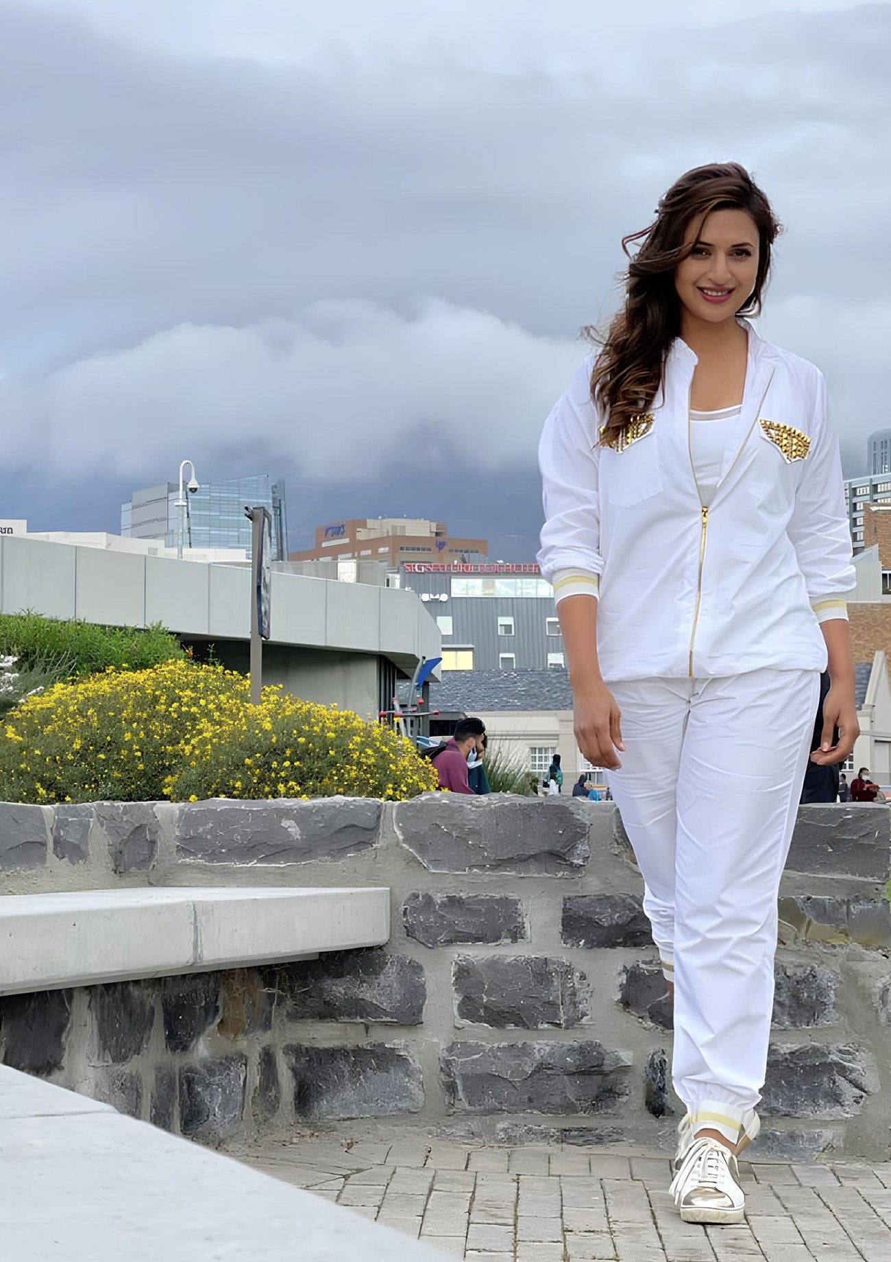 White Cotton Bomber with Studwork