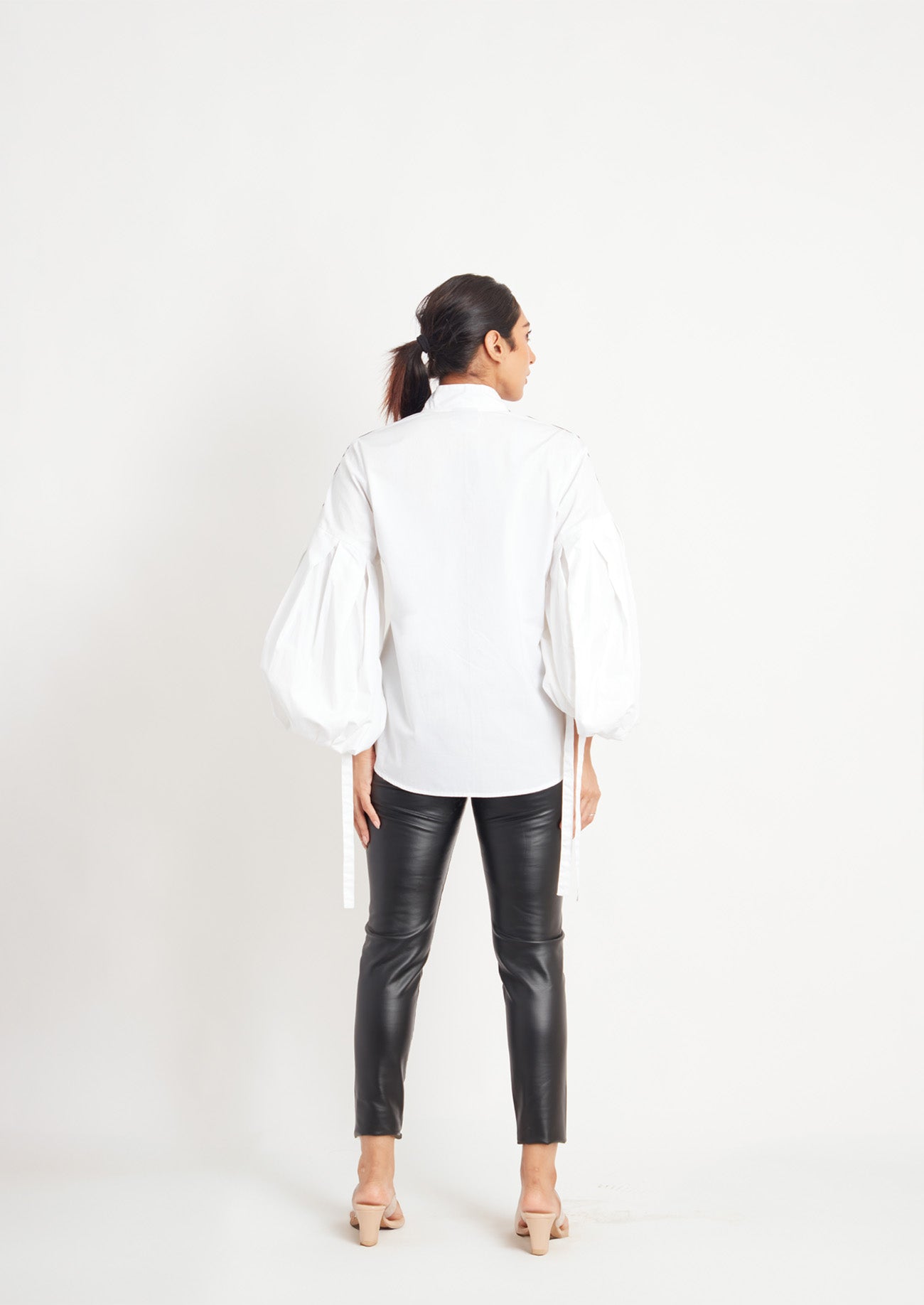 White Comfort Fit Cotton Shirt with Foil Print