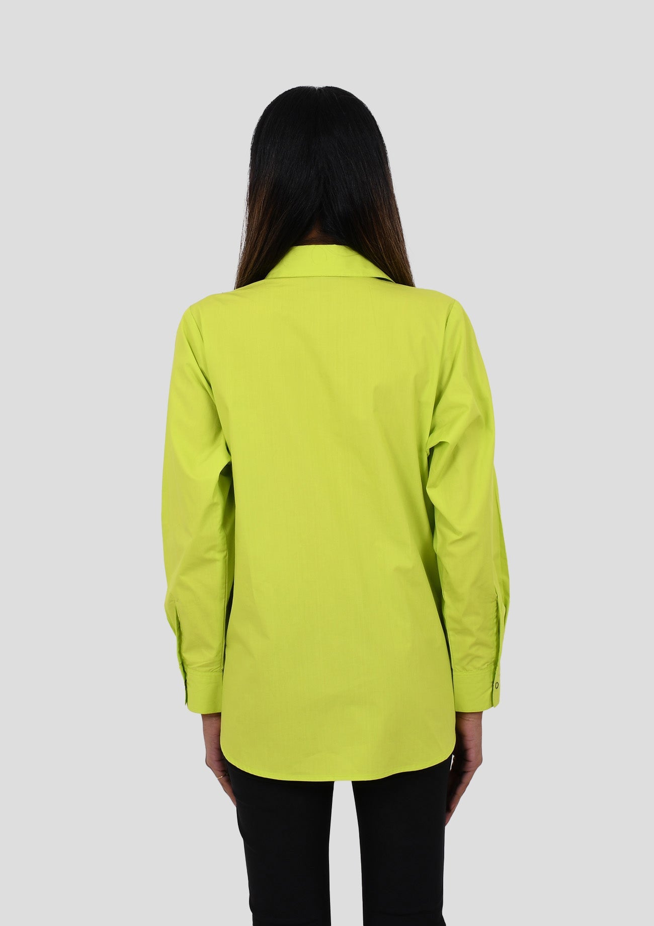 Neon Green Comfort Fit Cotton Shirt with Sequin
