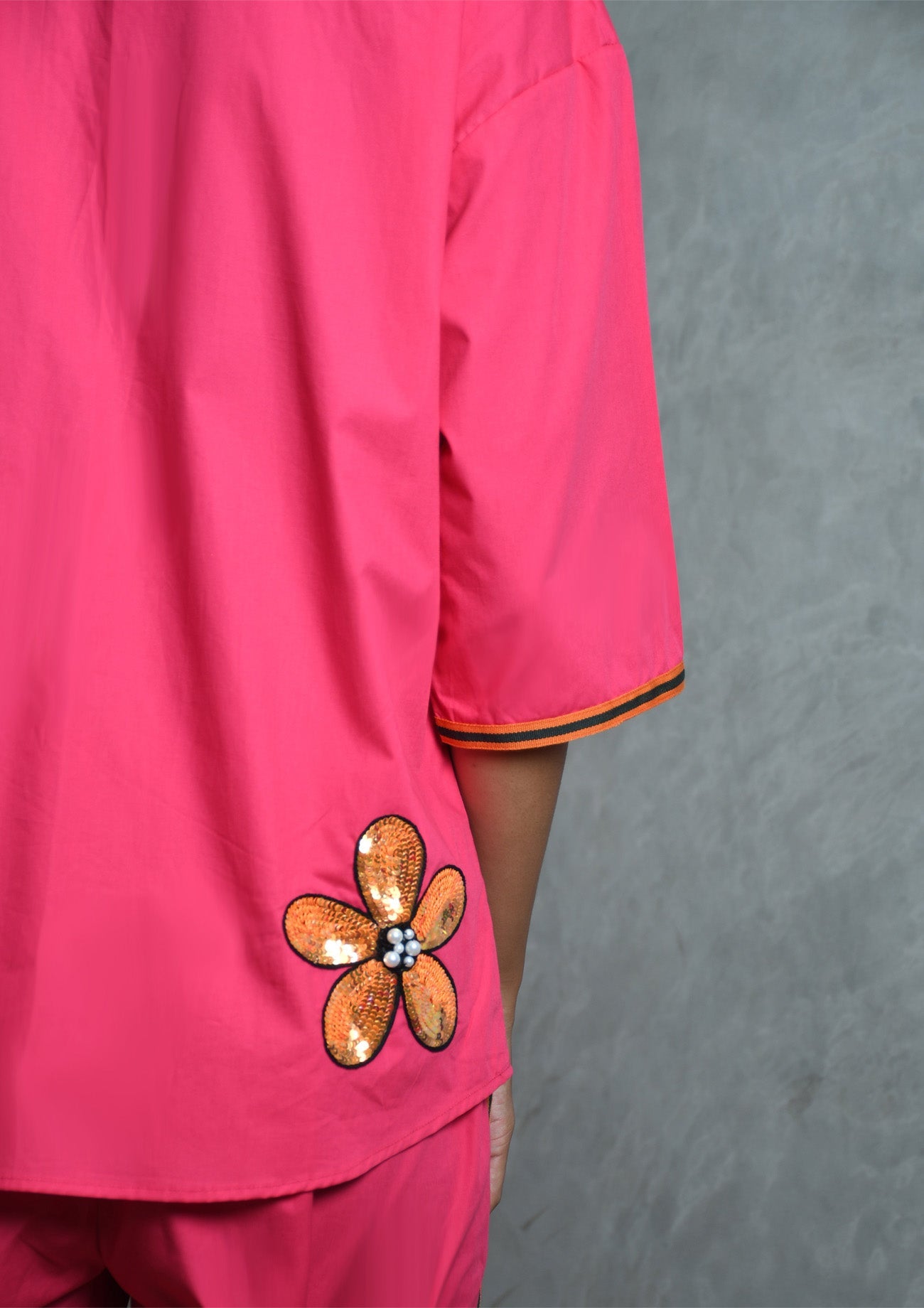 Hot Pink Cotton Co-ord Set with Oversized Shirt