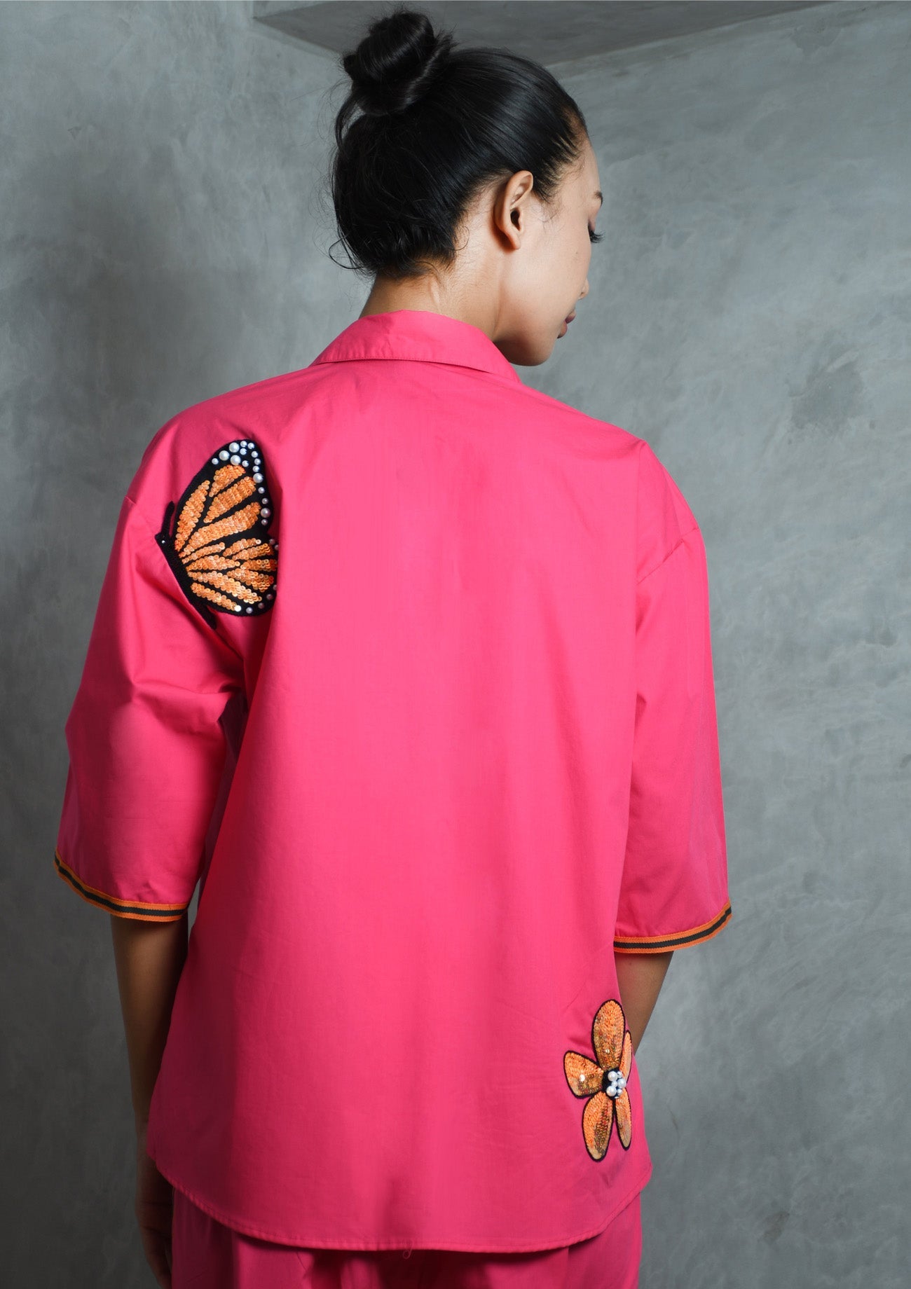 Hot Pink Cotton Co-ord Set with Oversized Shirt