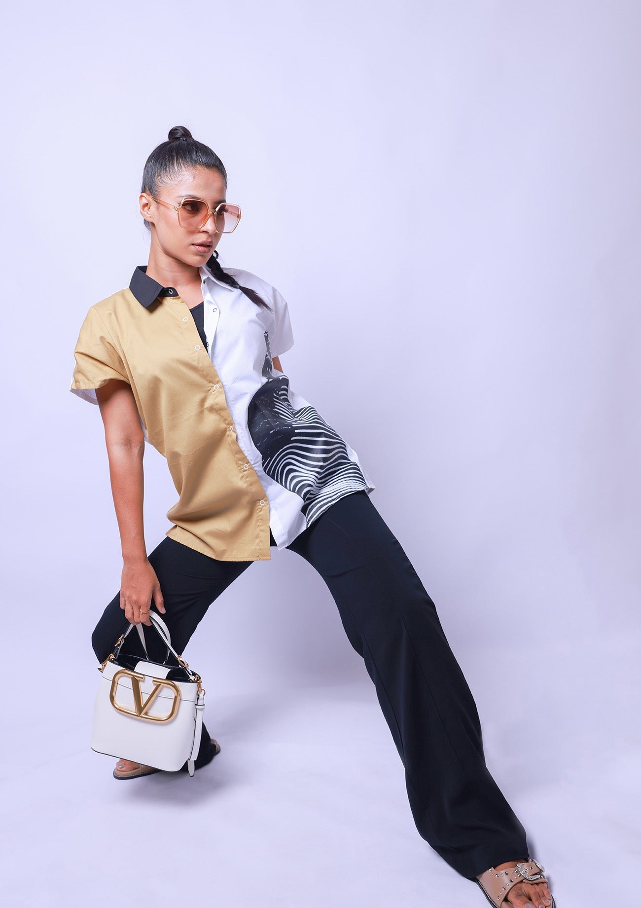 White Comfort Fit Cotton Shirt with Magyar Sleeves