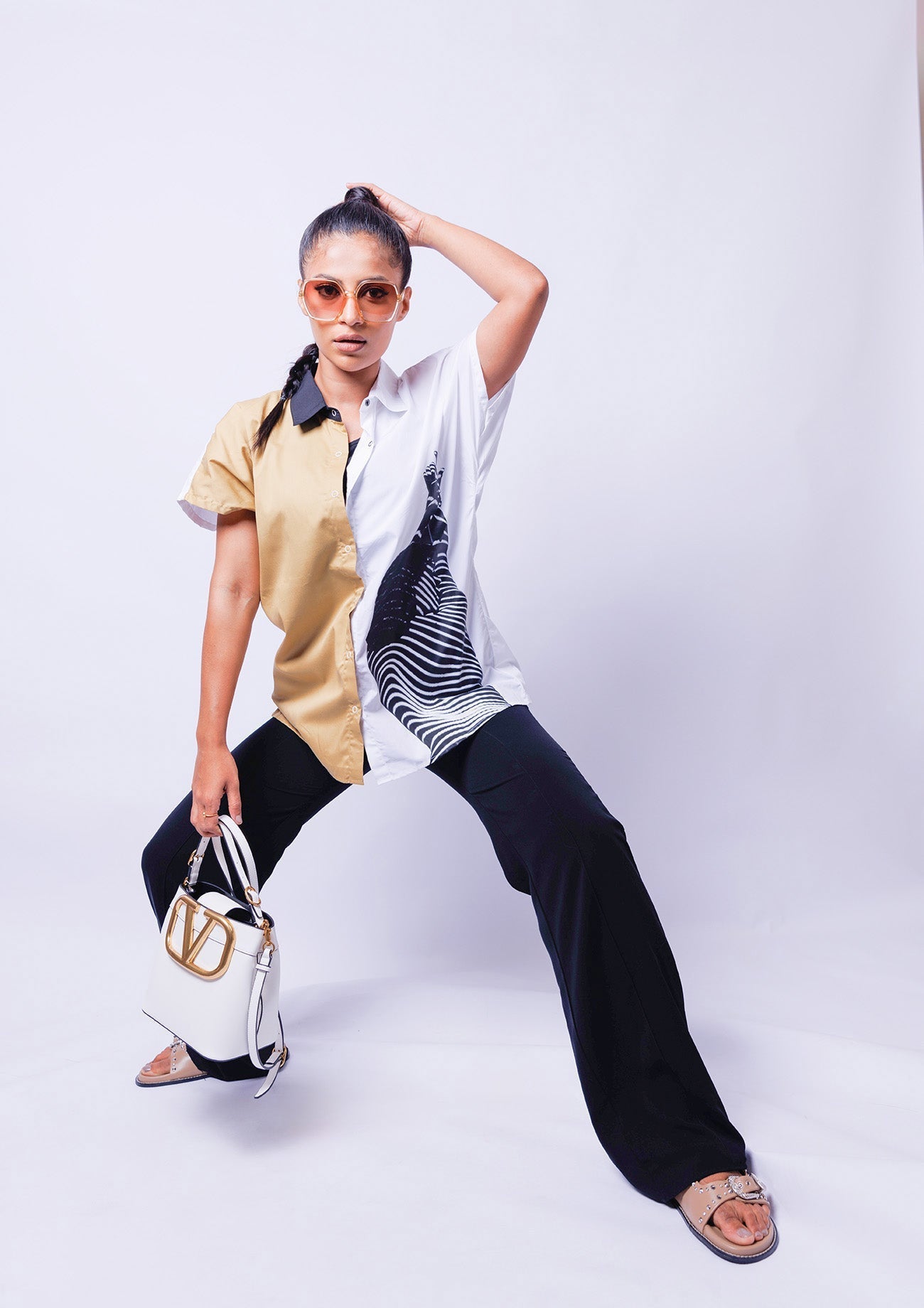 White Comfort Fit Cotton Shirt with Magyar Sleeves