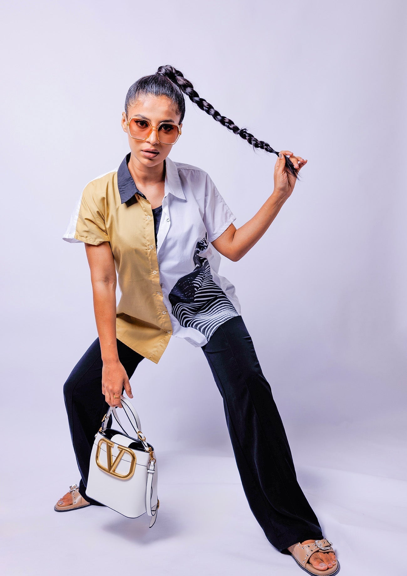 White Comfort Fit Cotton Shirt with Magyar Sleeves