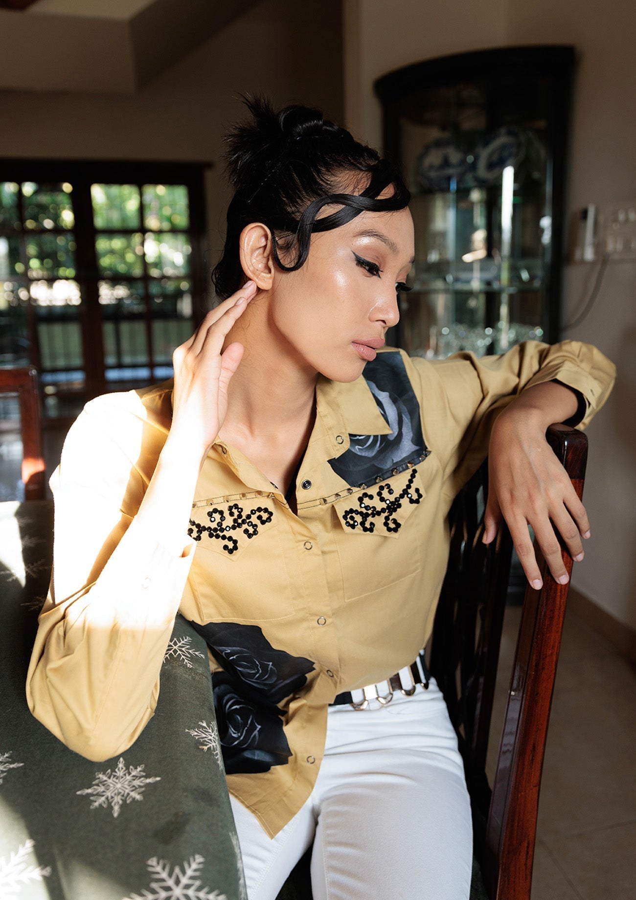 Beige Comfort Fit Cotton Shirt with Pockets