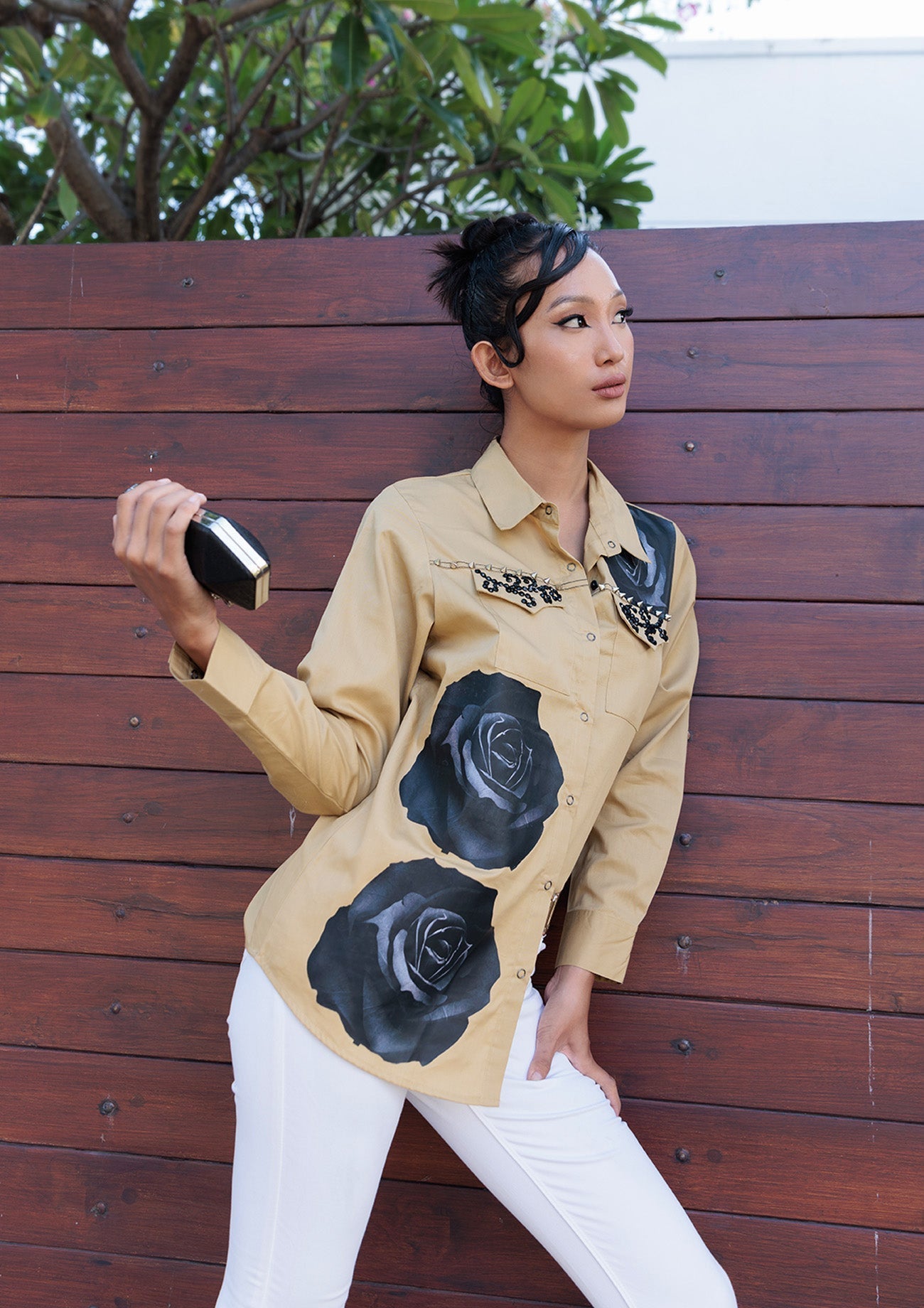 Beige Comfort Fit Cotton Shirt with Pockets