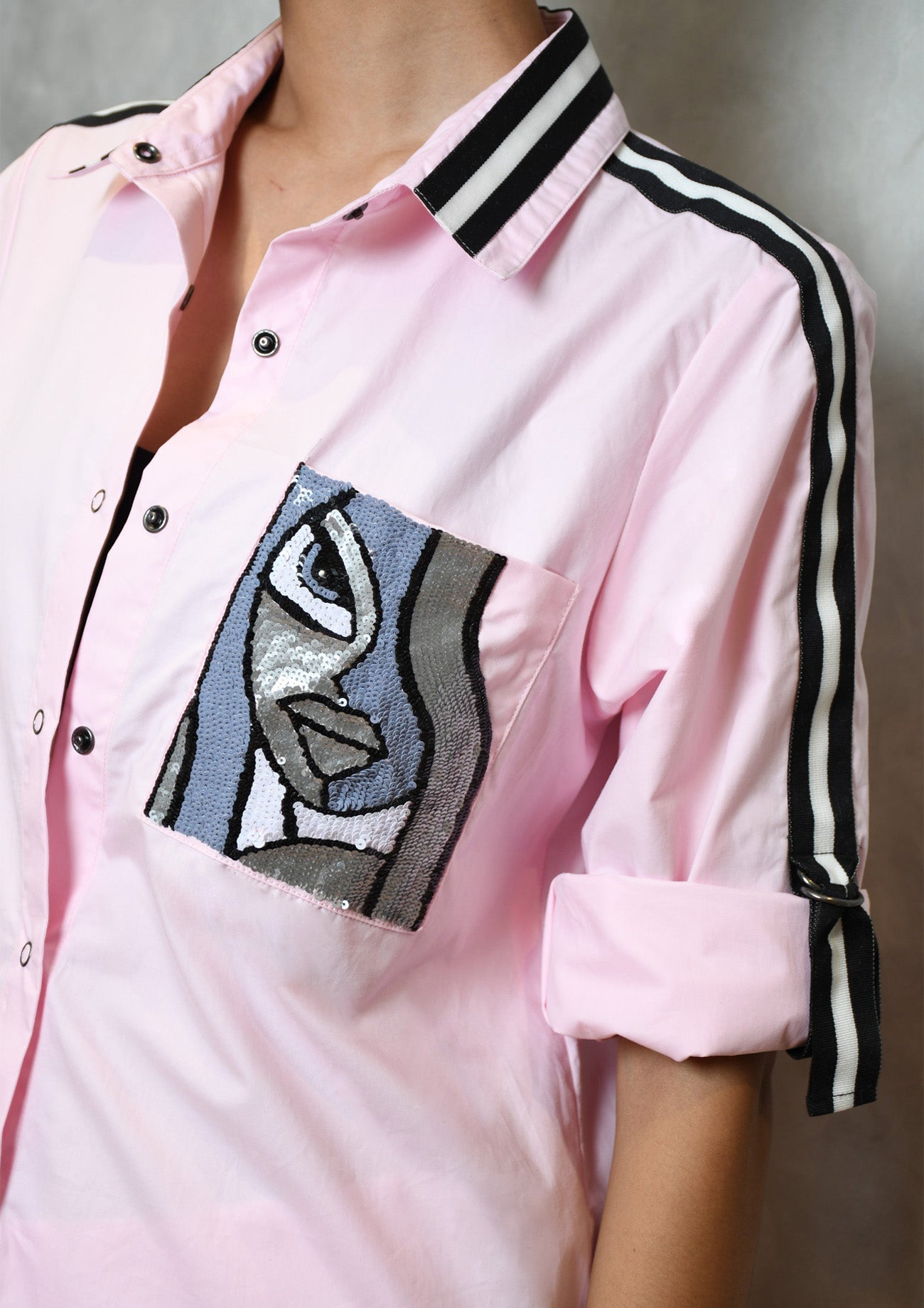 Pink Cotton Co-ord set with Embroidered Pocket Shirt