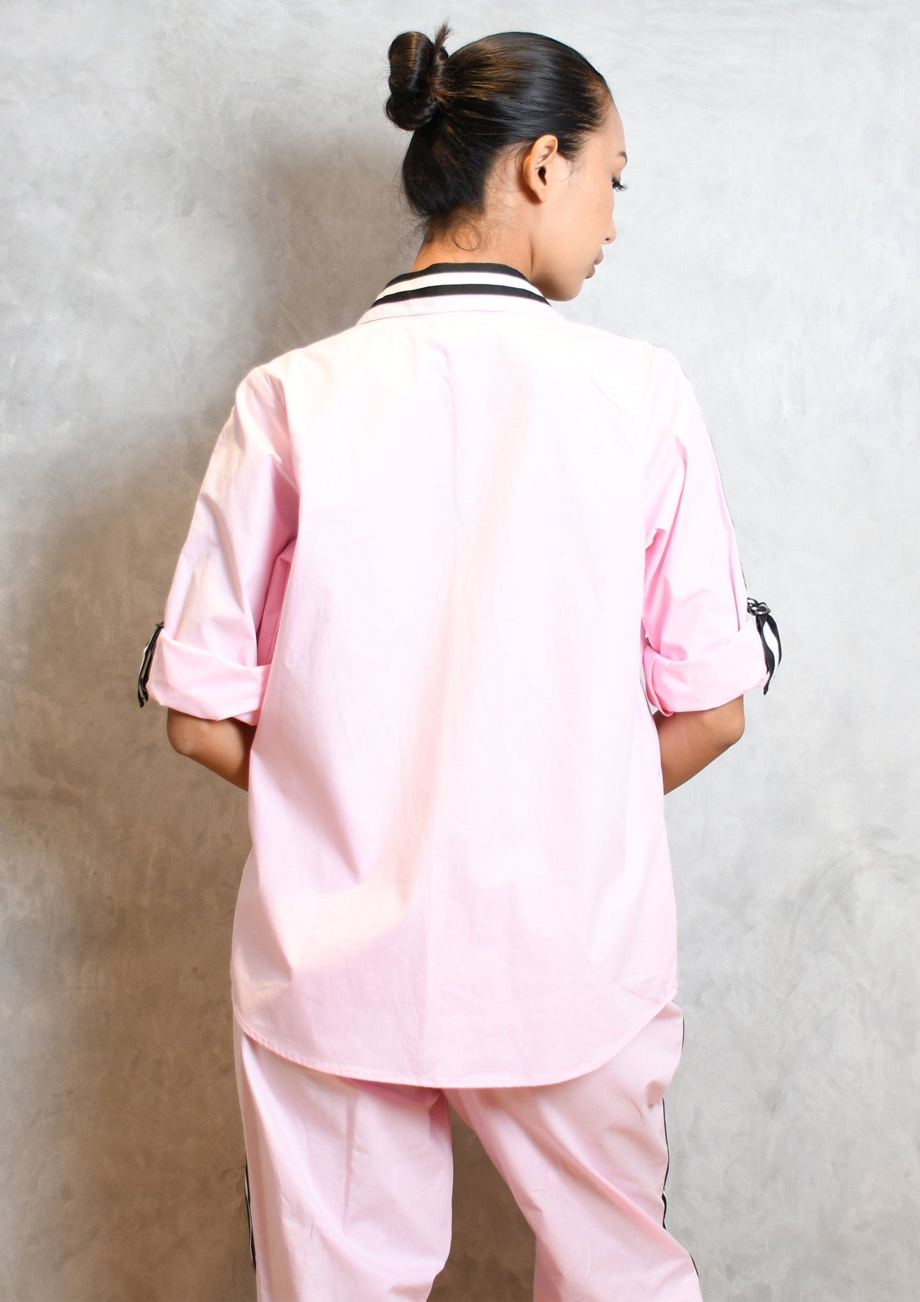 Pink Cotton Co-ord set with Embroidered Pocket Shirt