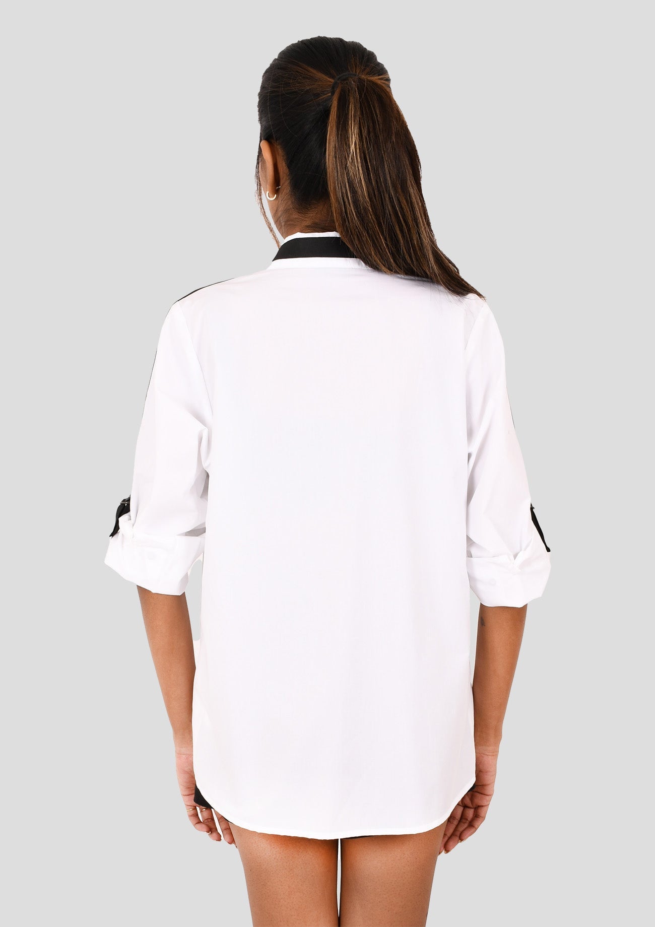 White Comfort Fit Cotton Shirt with Embroidered Pockets