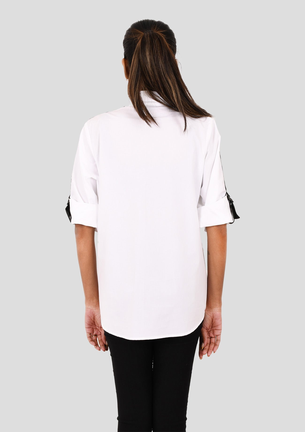 White Comfort Fit Cotton Shirt with Eyelet Pockets