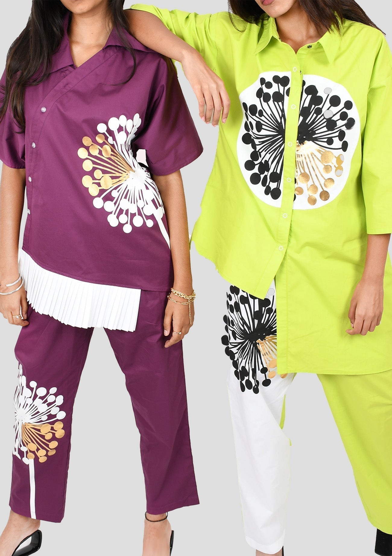 Neon Green Cotton Co-ord Set with Oversized Shirt