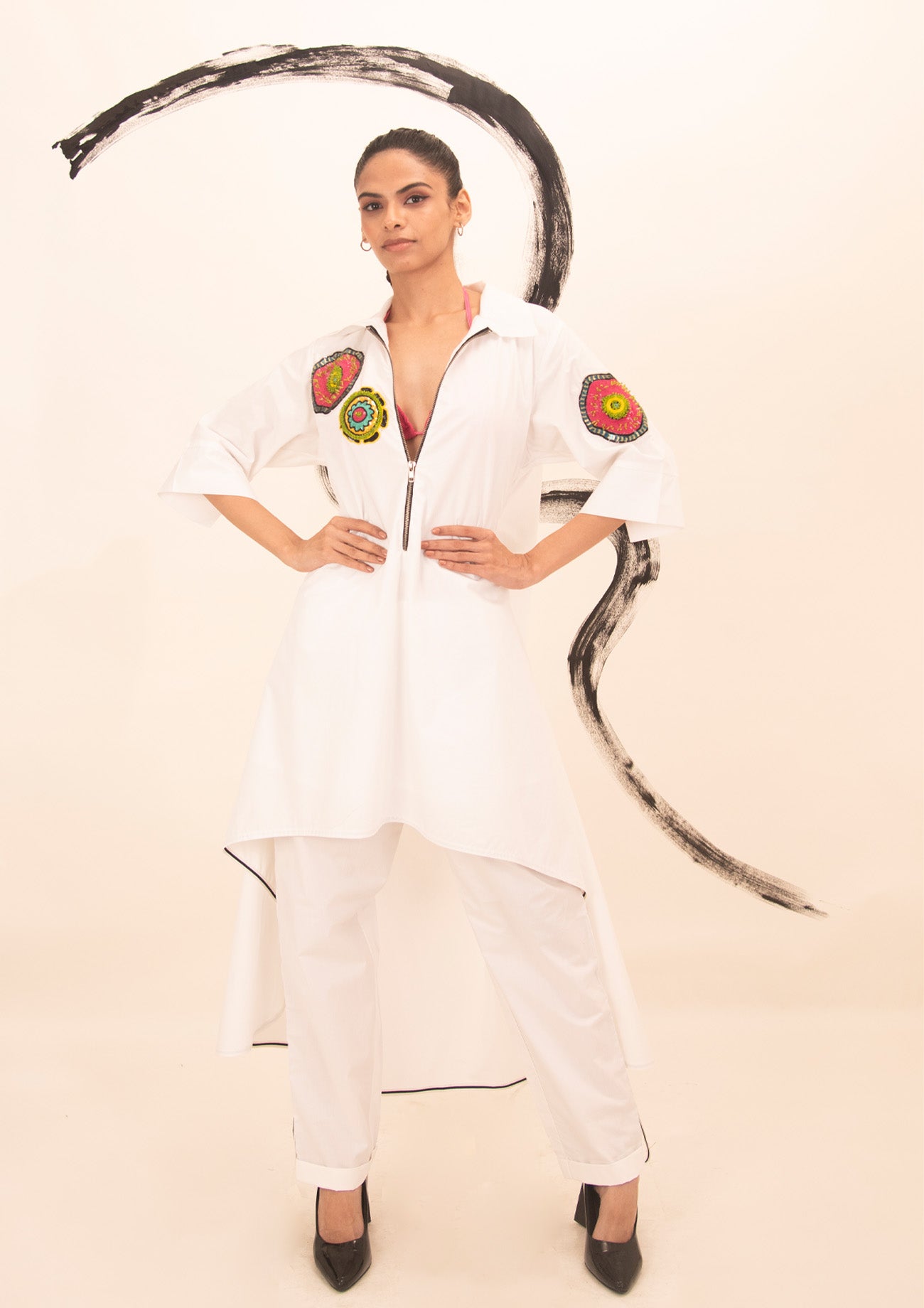 White Cotton Tunic with Embroidery