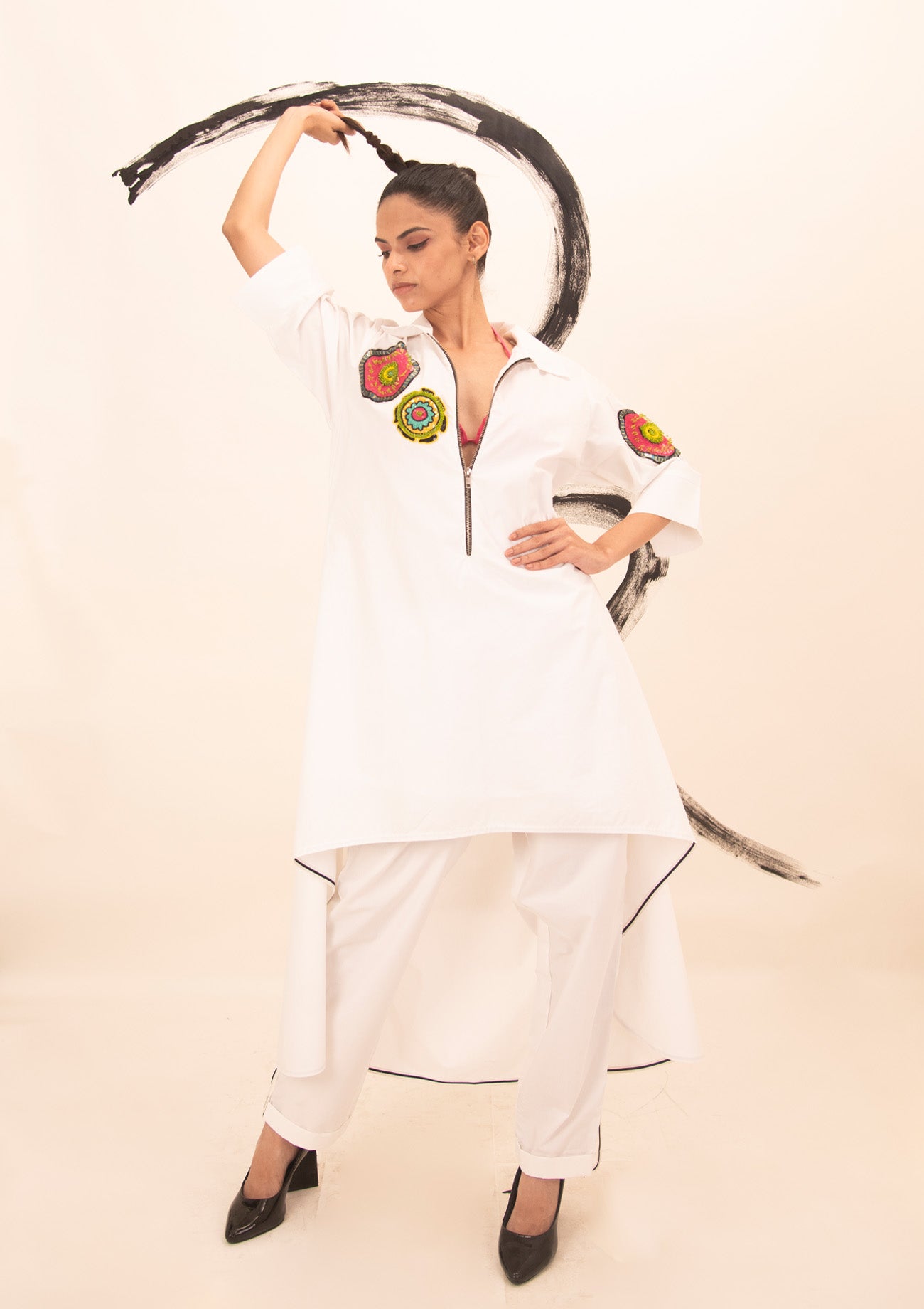 White Cotton Tunic with Embroidery