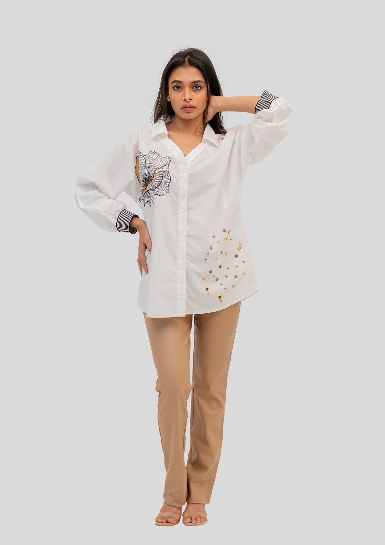 White Cotton Shirt with Print