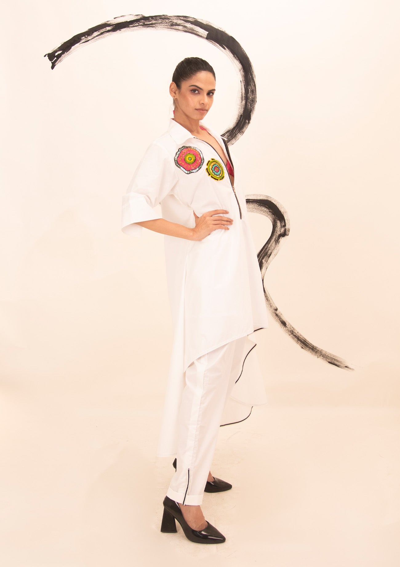 White Cotton Tunic with Embroidery