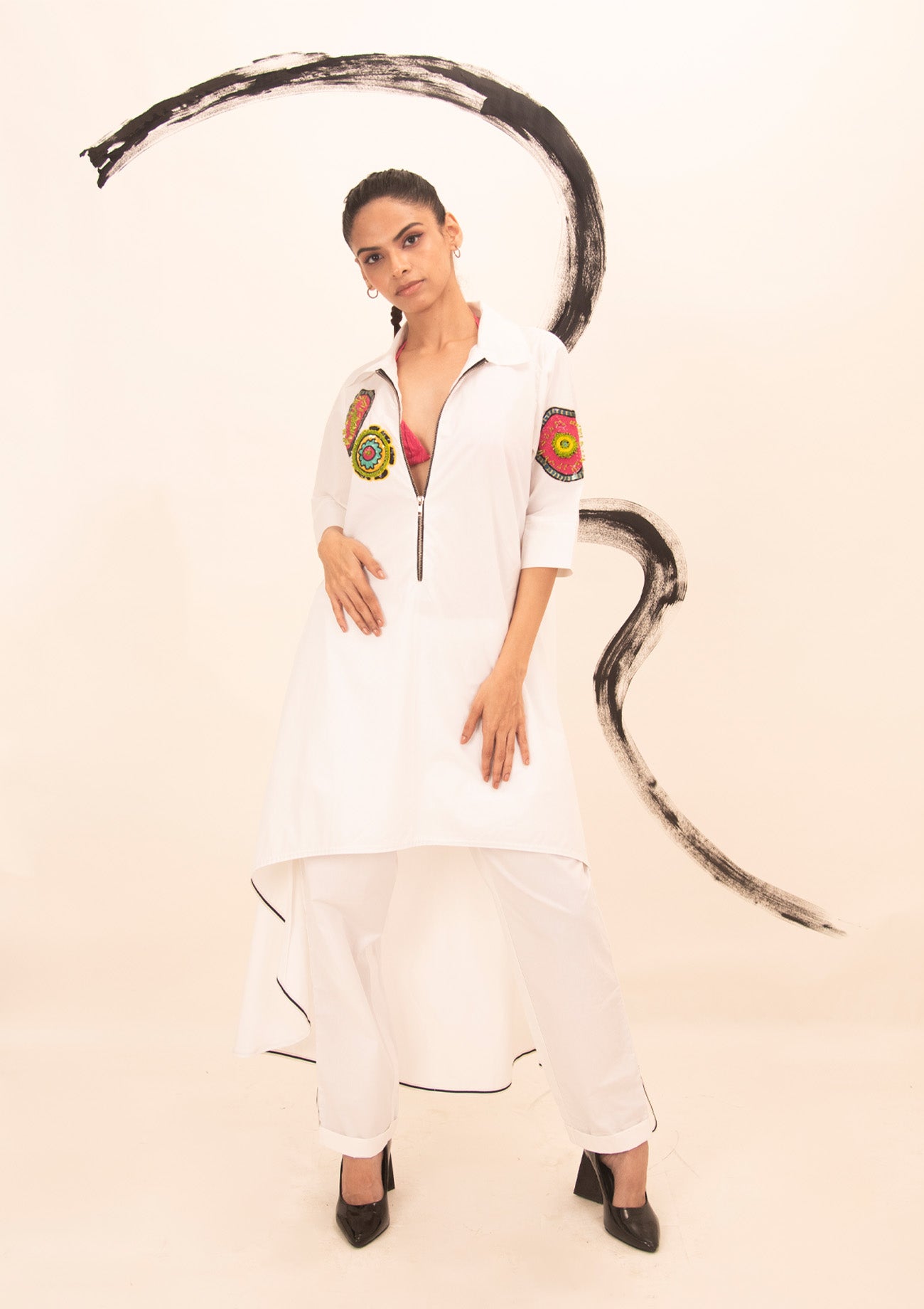 White Cotton Tunic with Embroidery