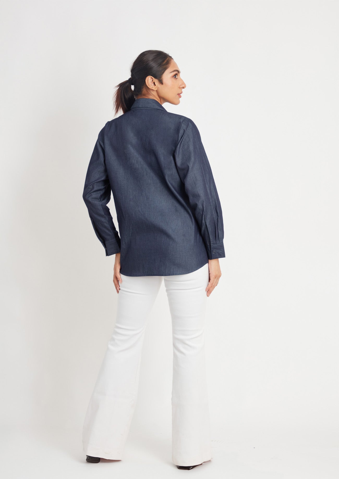 Denim Shirt with Sunflower Sequin