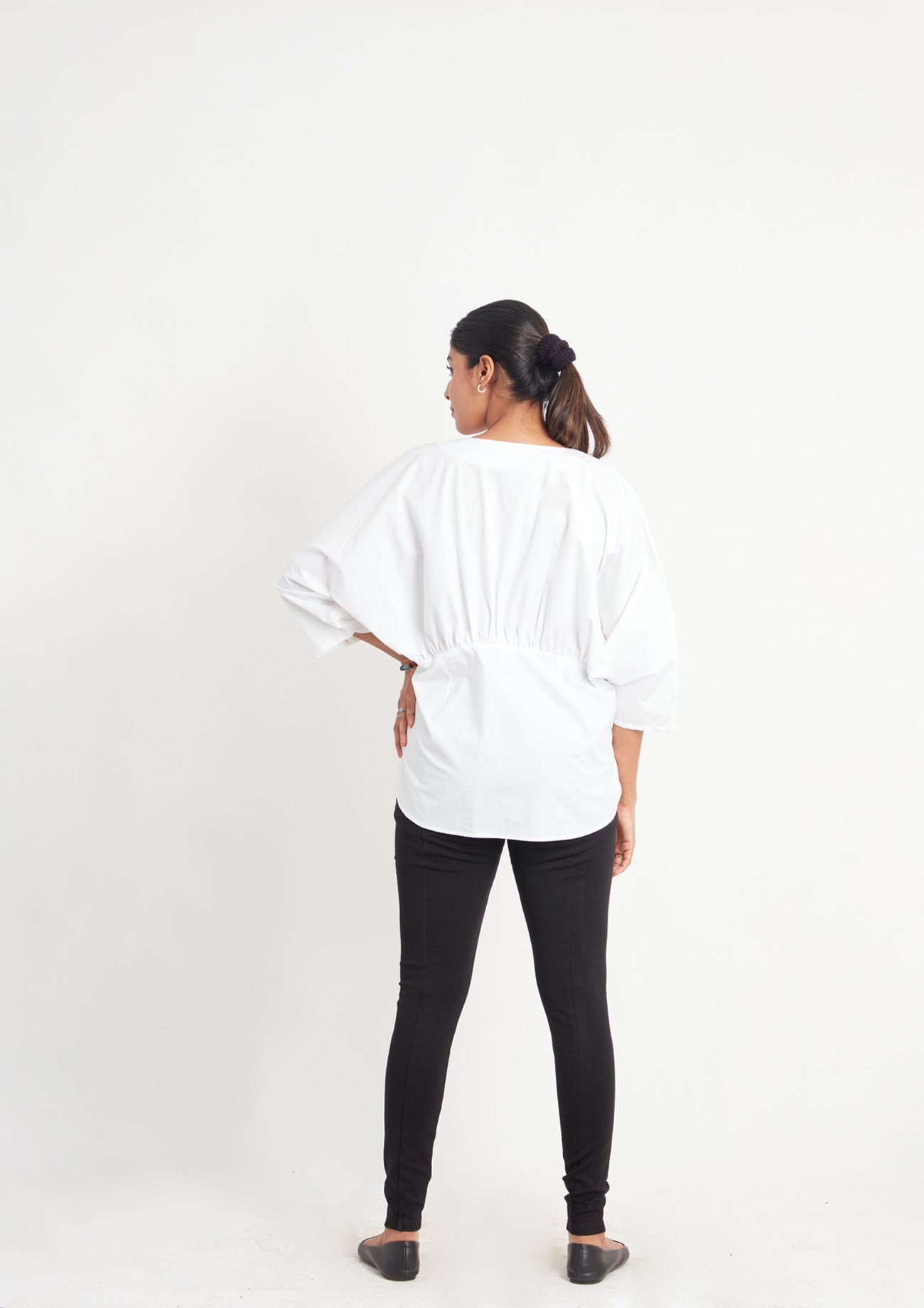 Toucan White Cotton Poncho