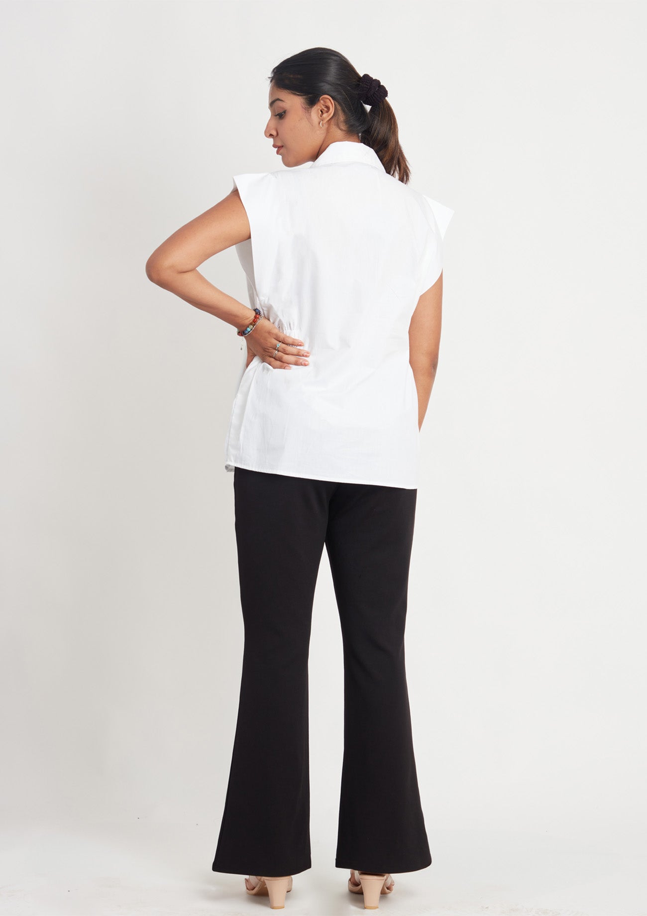 White Meghya Sleeve Shirt with Abstract Face