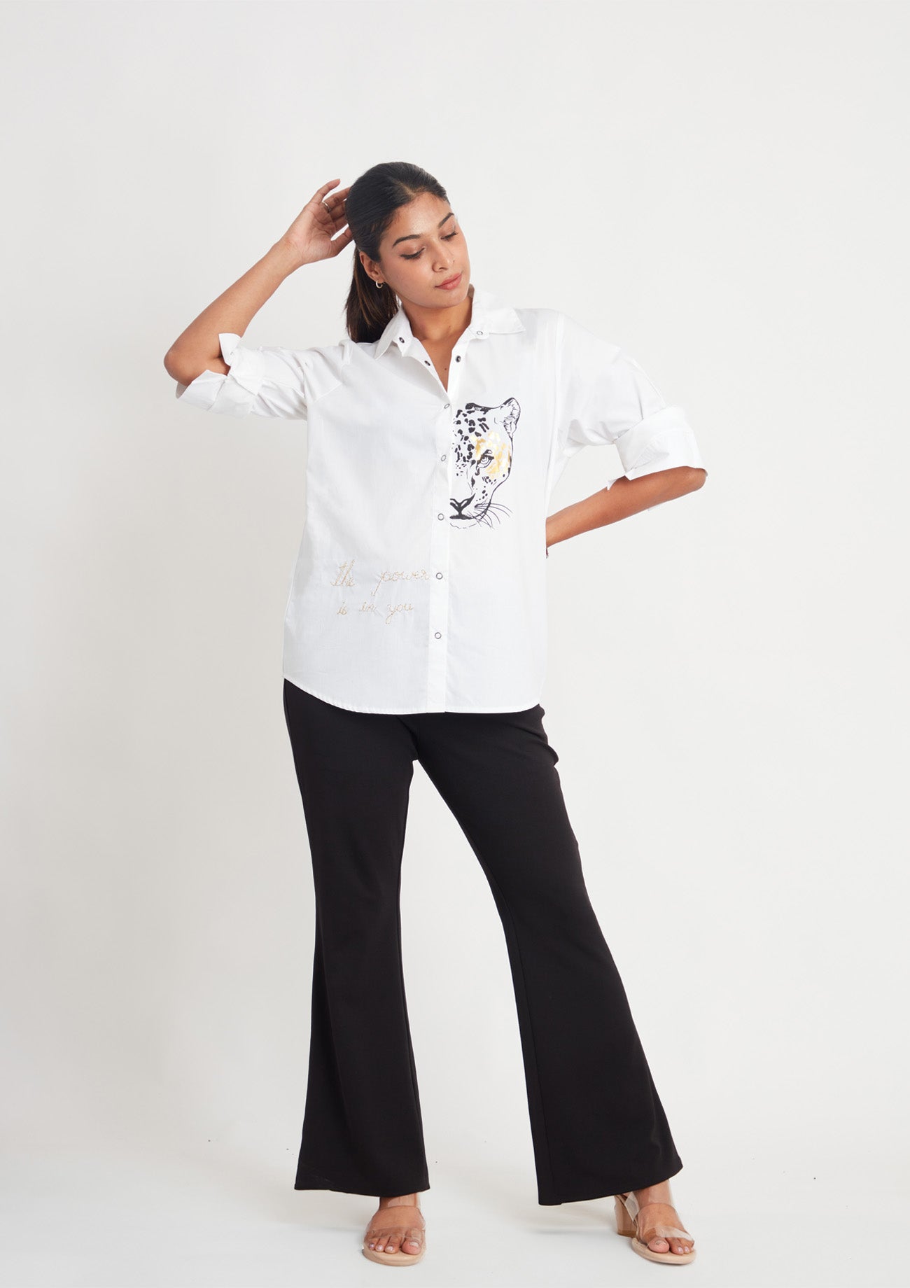 Leopard print Cotton White shirt