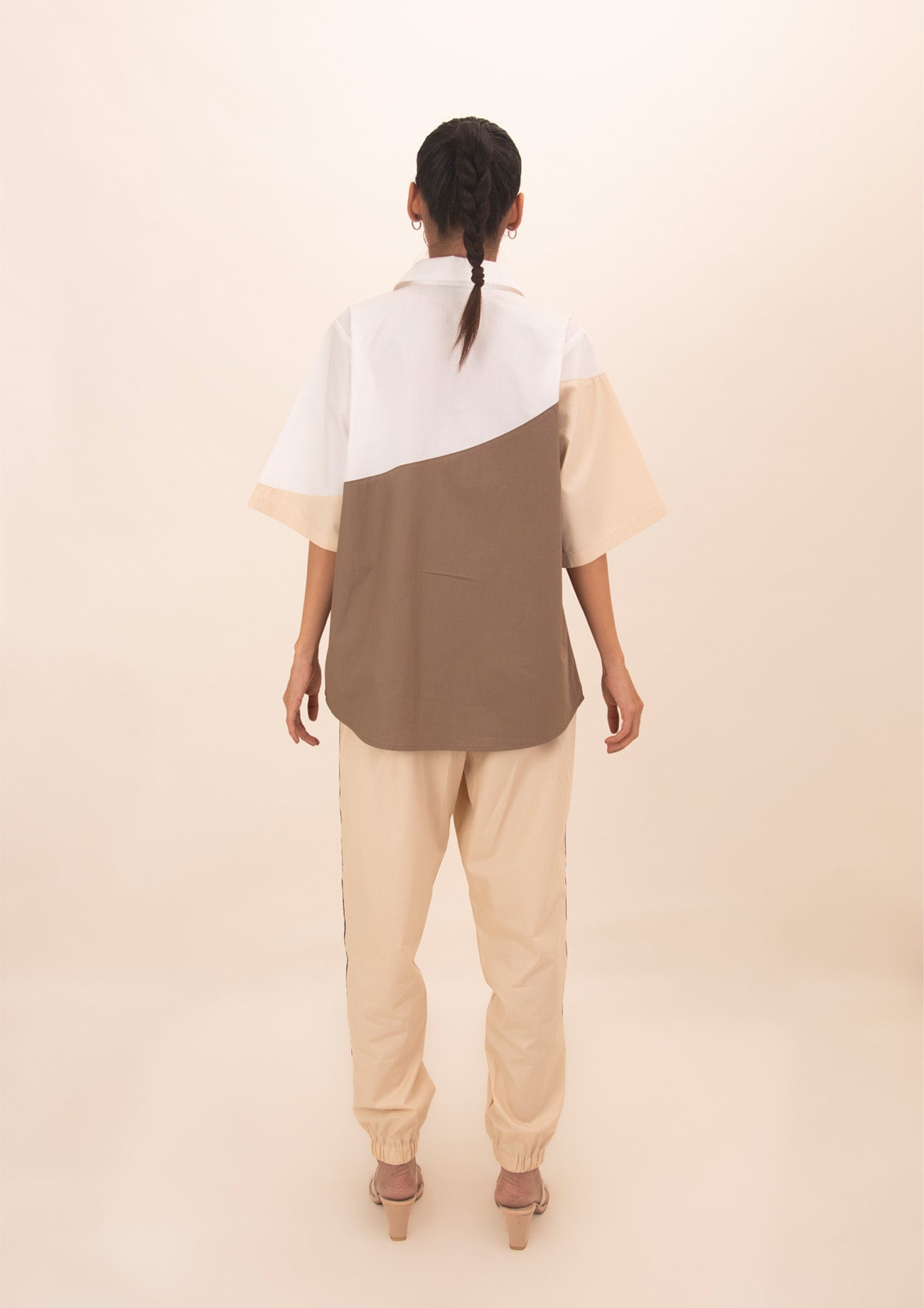 Brown Cream and White Shirt with Print
