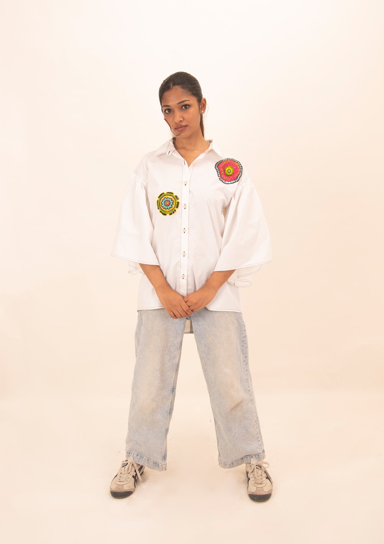 White Cotton Shirt with Embroidery