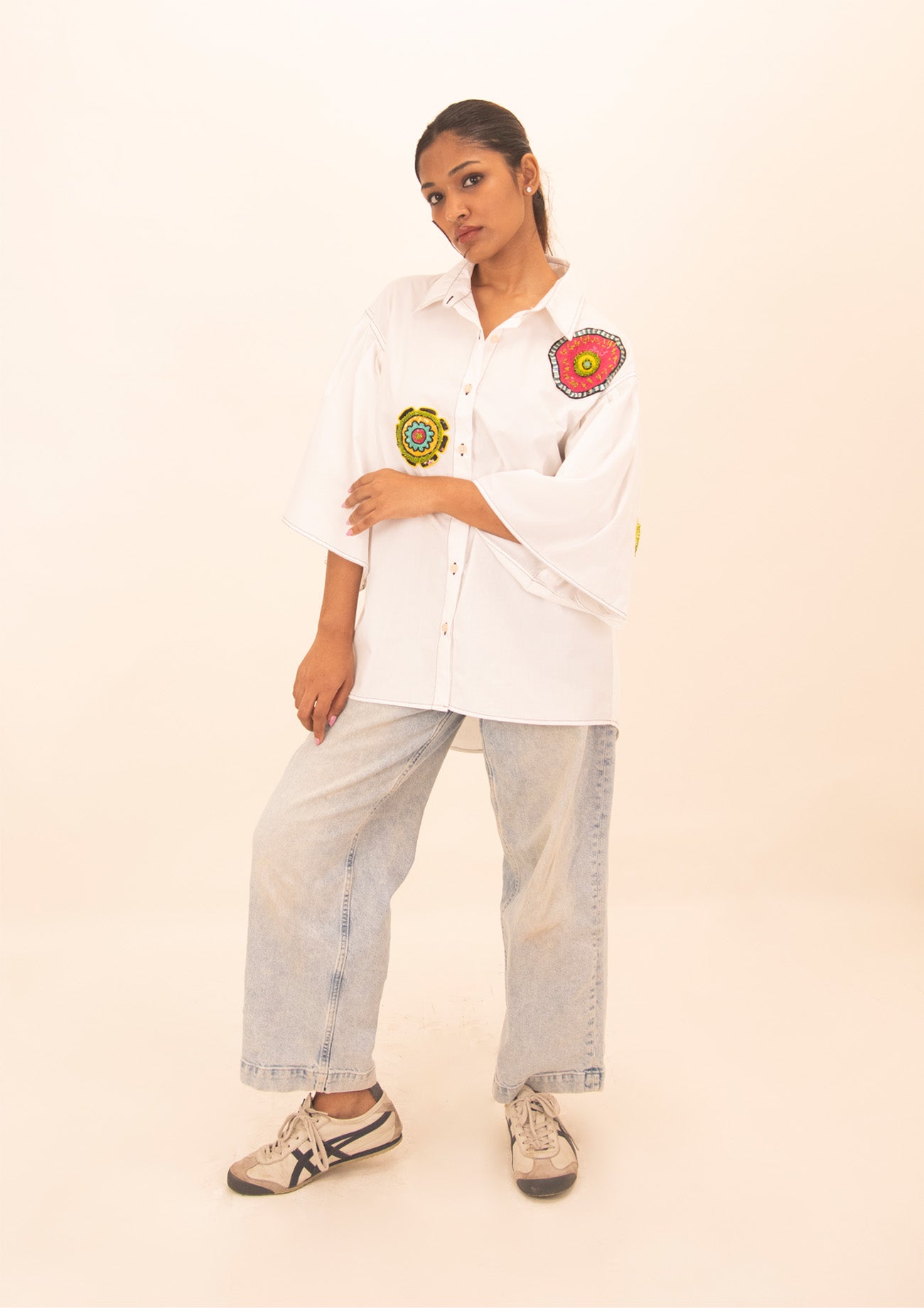 White Cotton Shirt with Embroidery