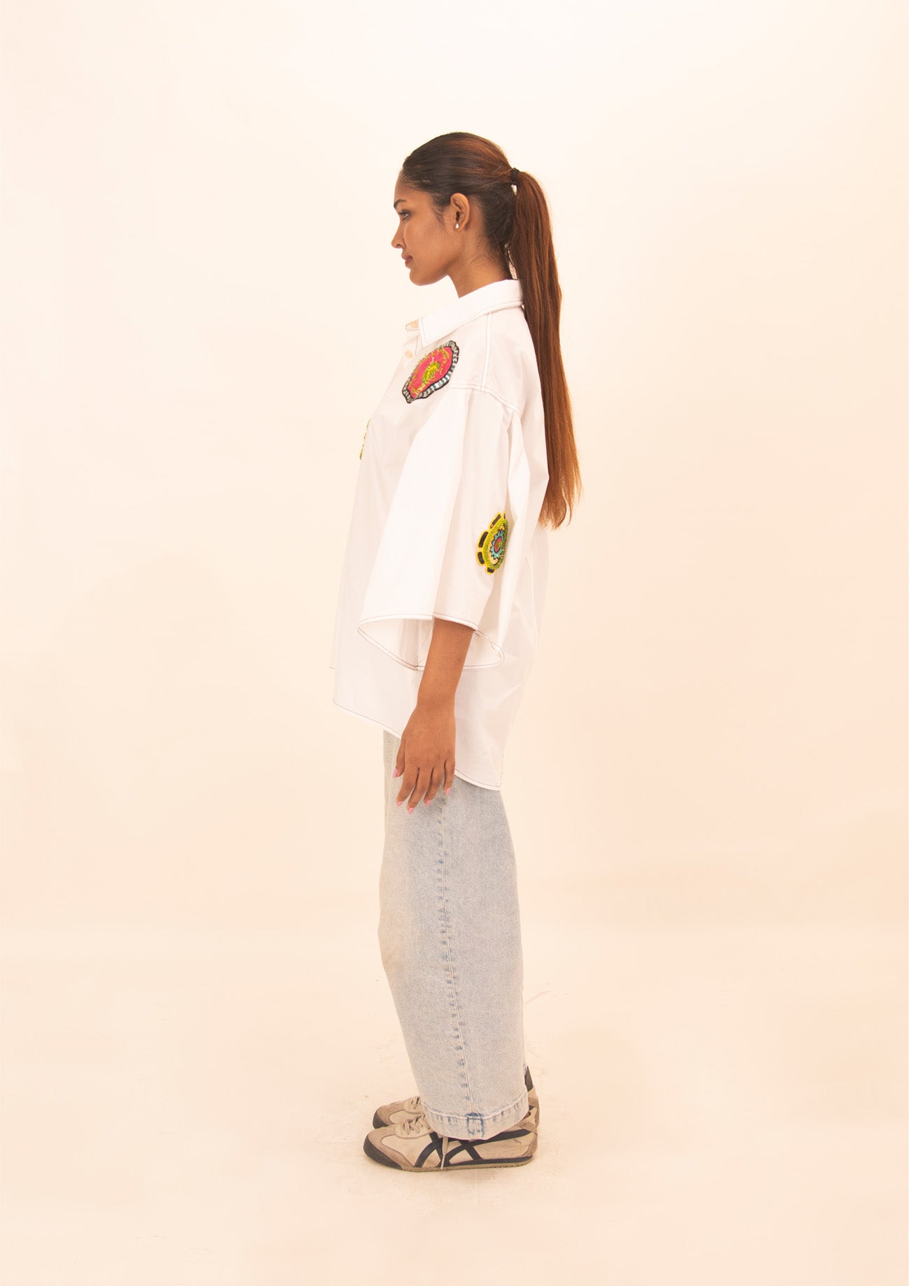 White Cotton Shirt with Embroidery