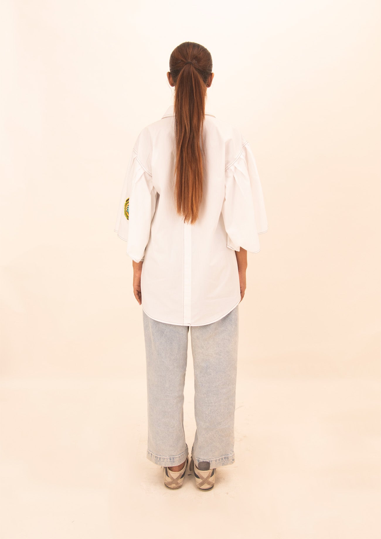 White Cotton Shirt with Embroidery
