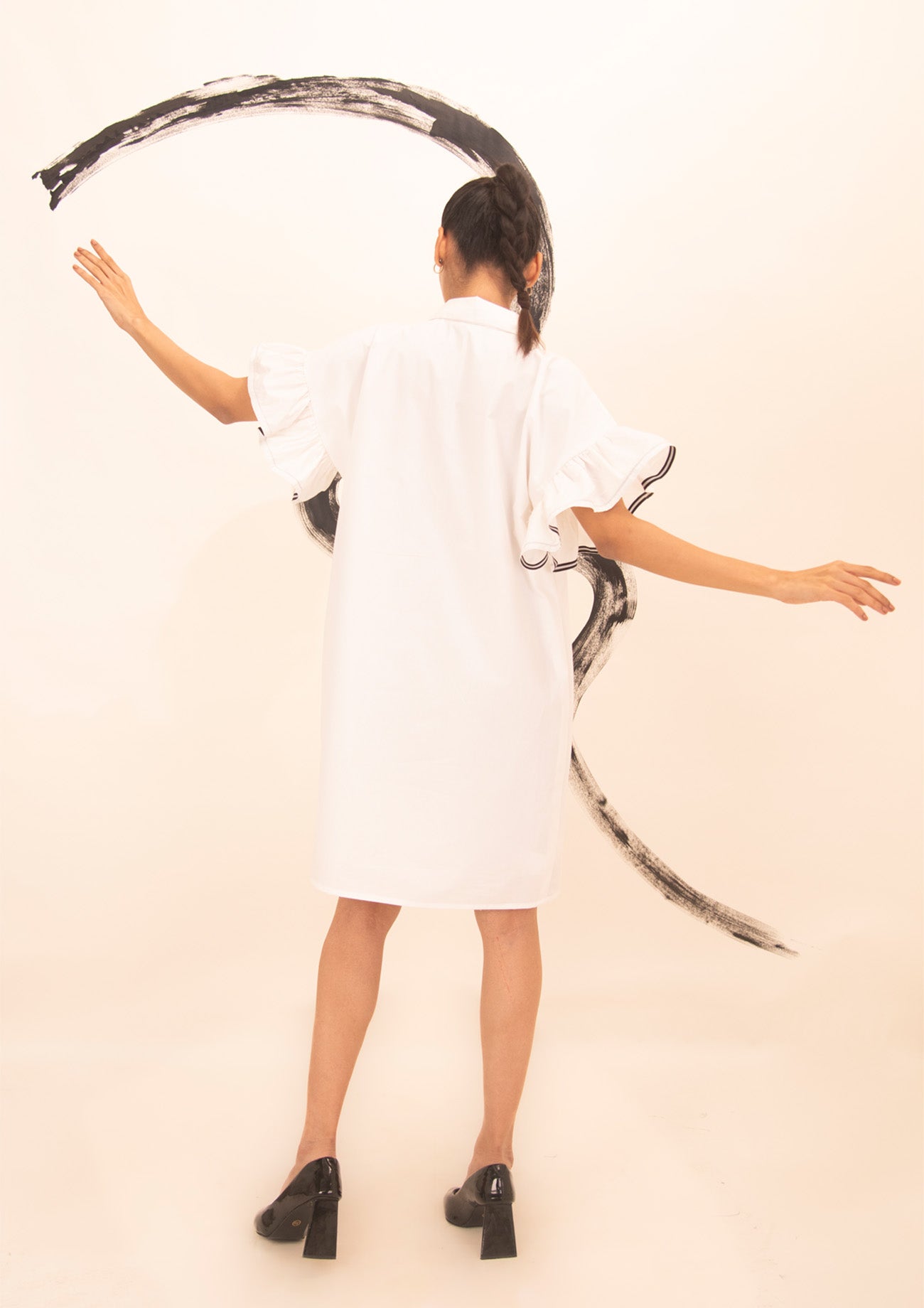White Cotton Dress with Print