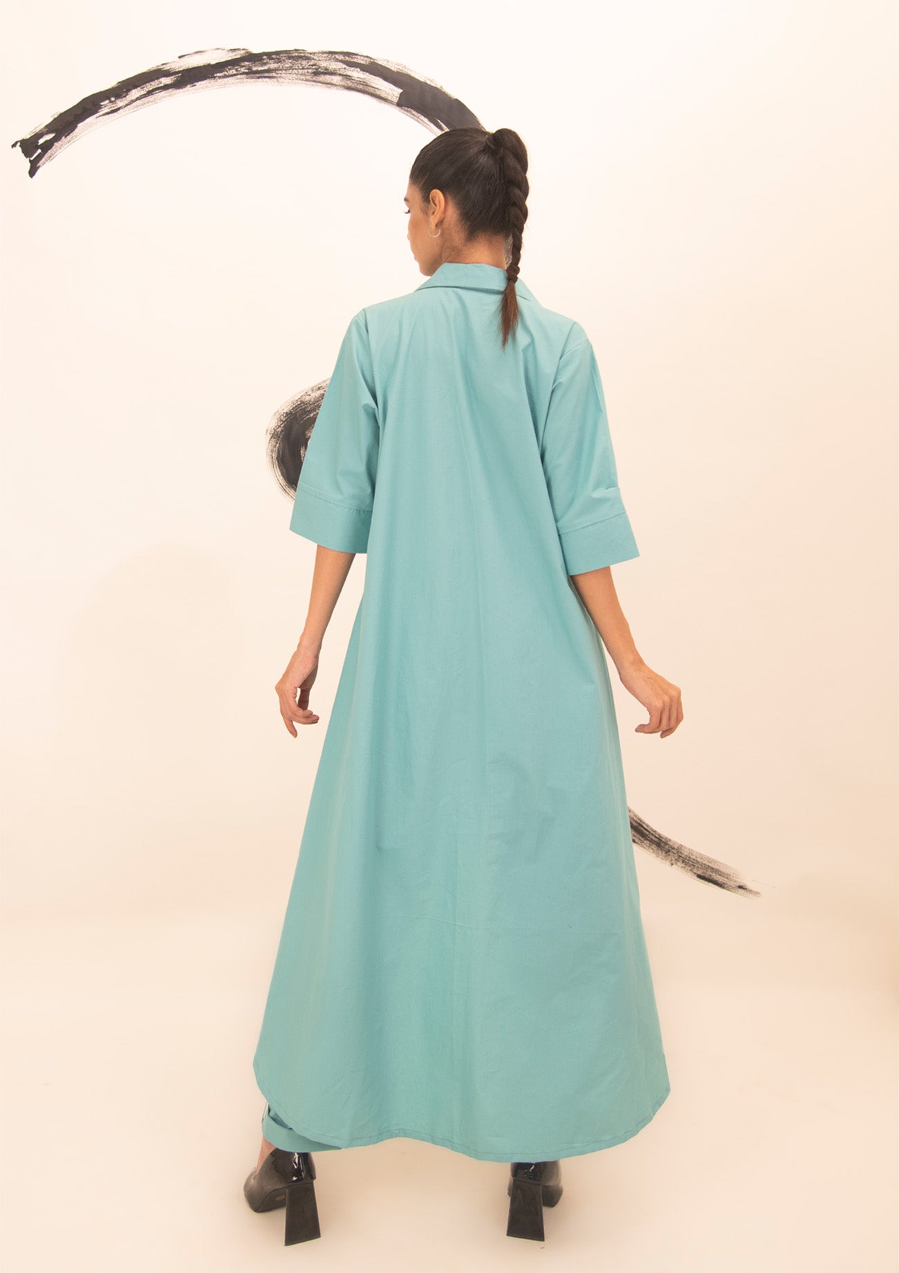 Blue Cotton Shirt with Embroidery