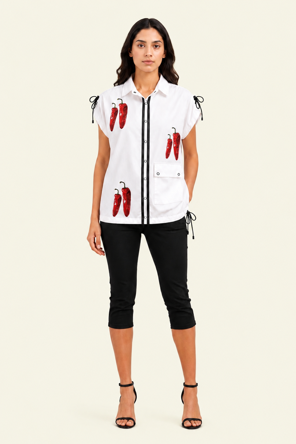 WHITE COTTON SHIRT WITH PRINT