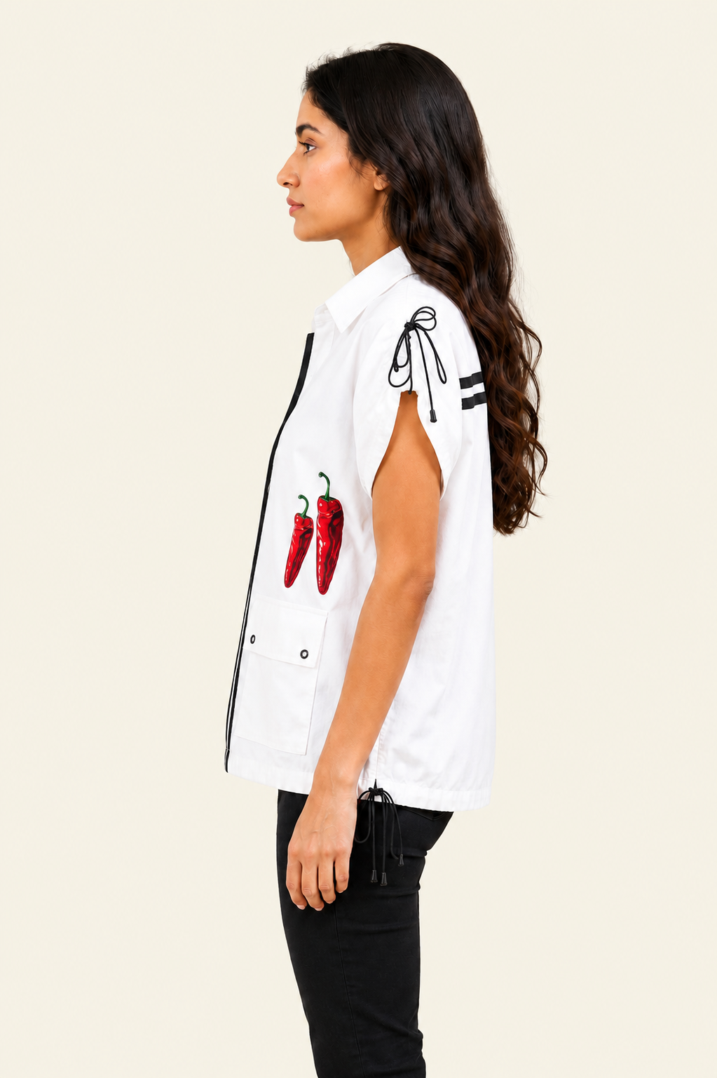 WHITE COTTON SHIRT WITH PRINT