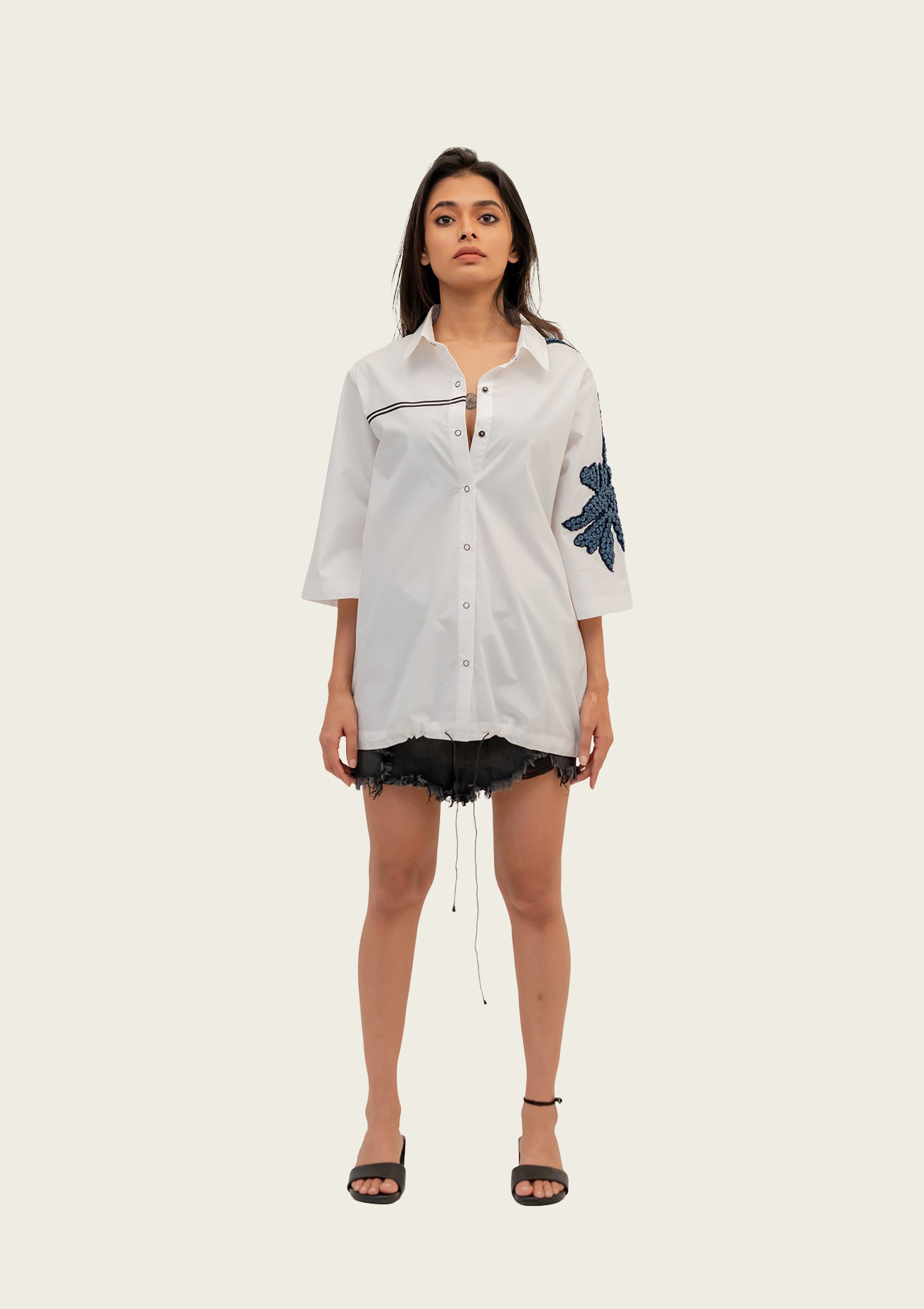 White Cotton Shirt with Embroidery