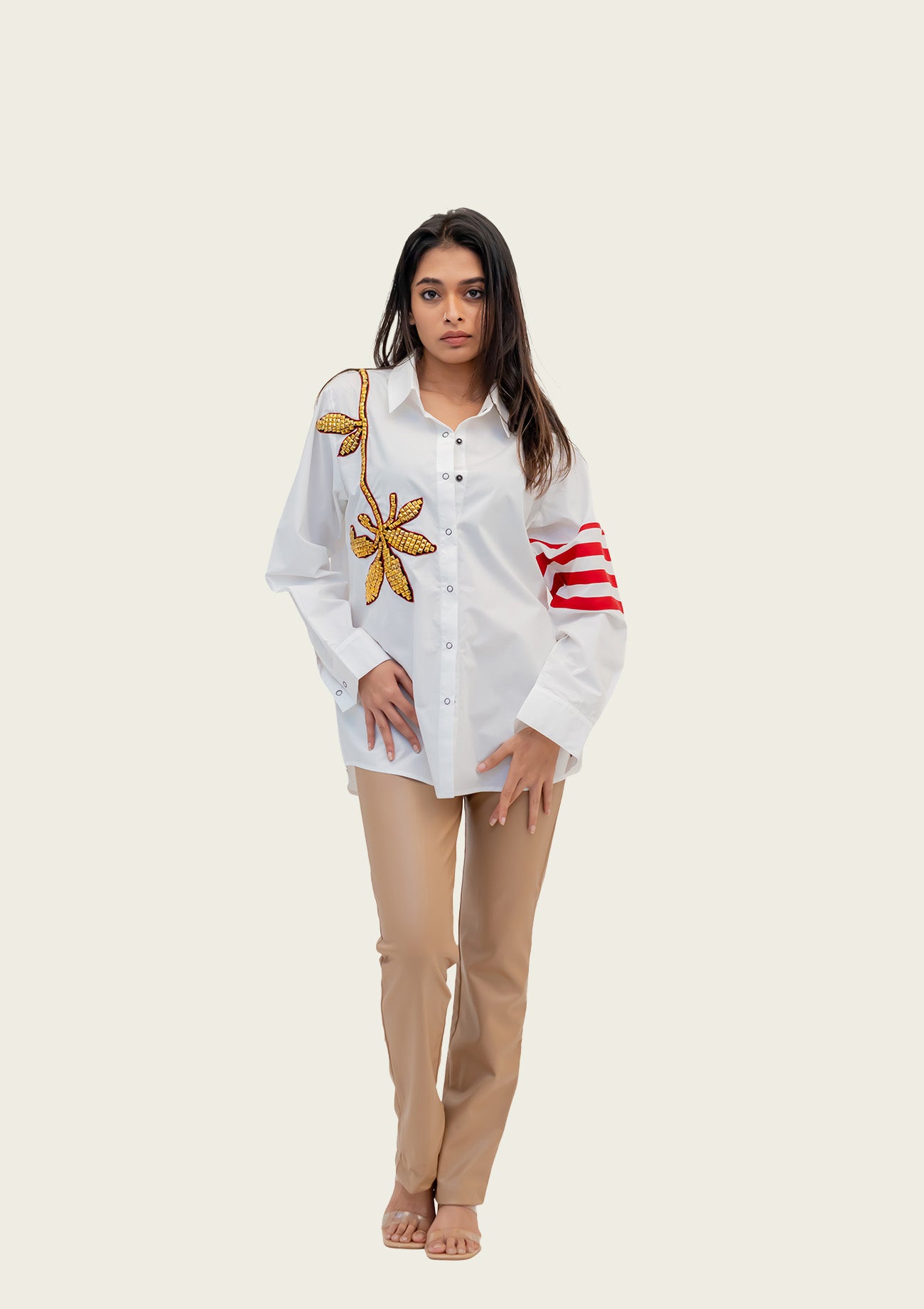 White Cotton Shirt with Embroidery