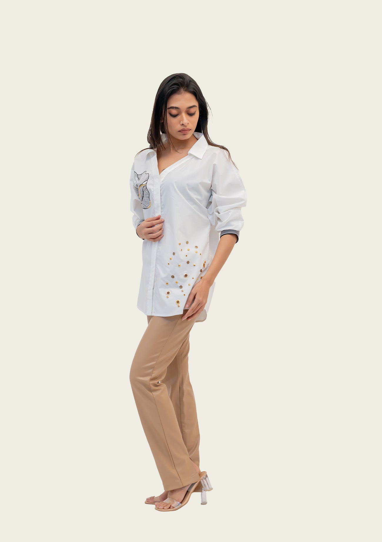 White Cotton Shirt with Print