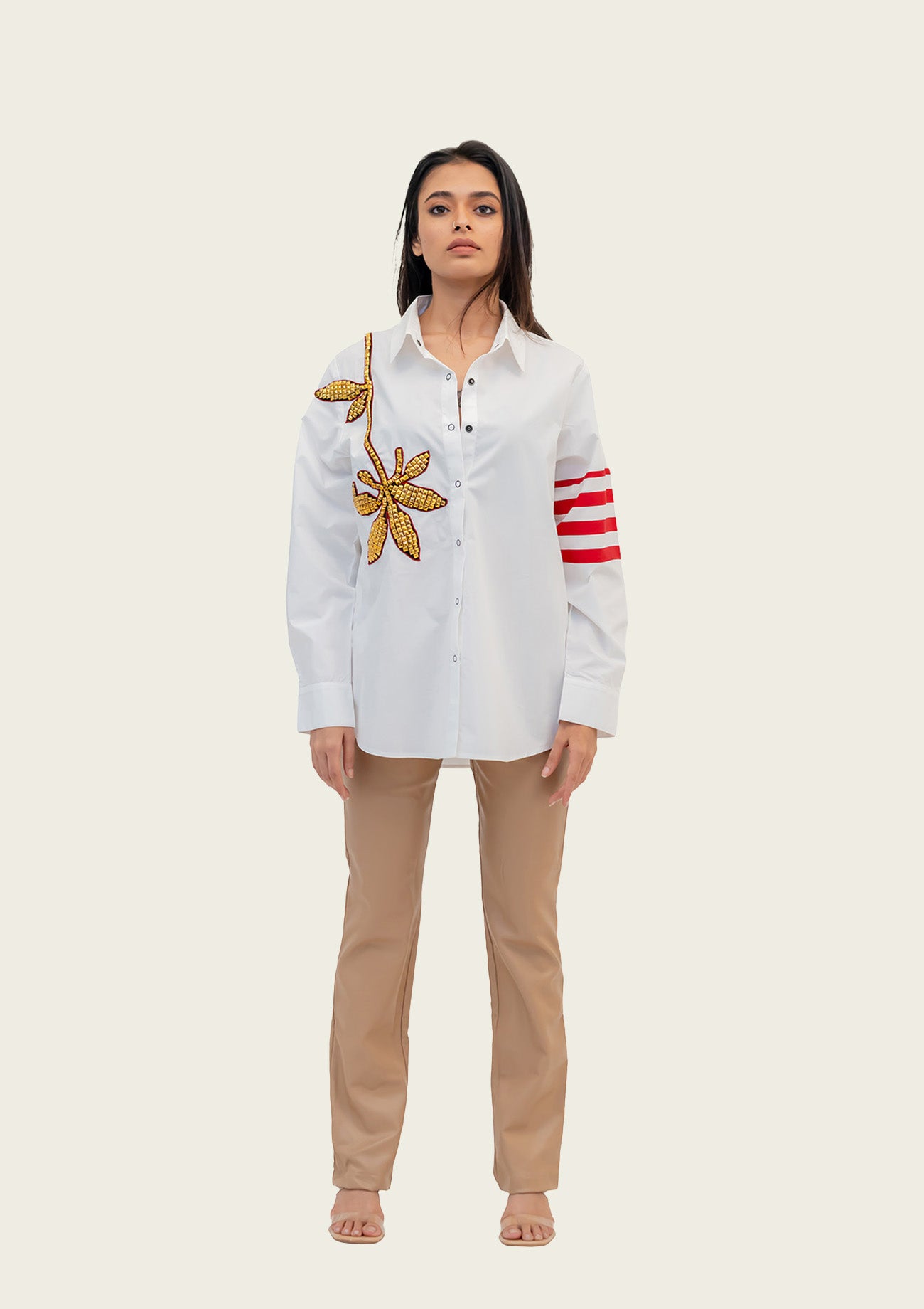 White Cotton Shirt with Embroidery