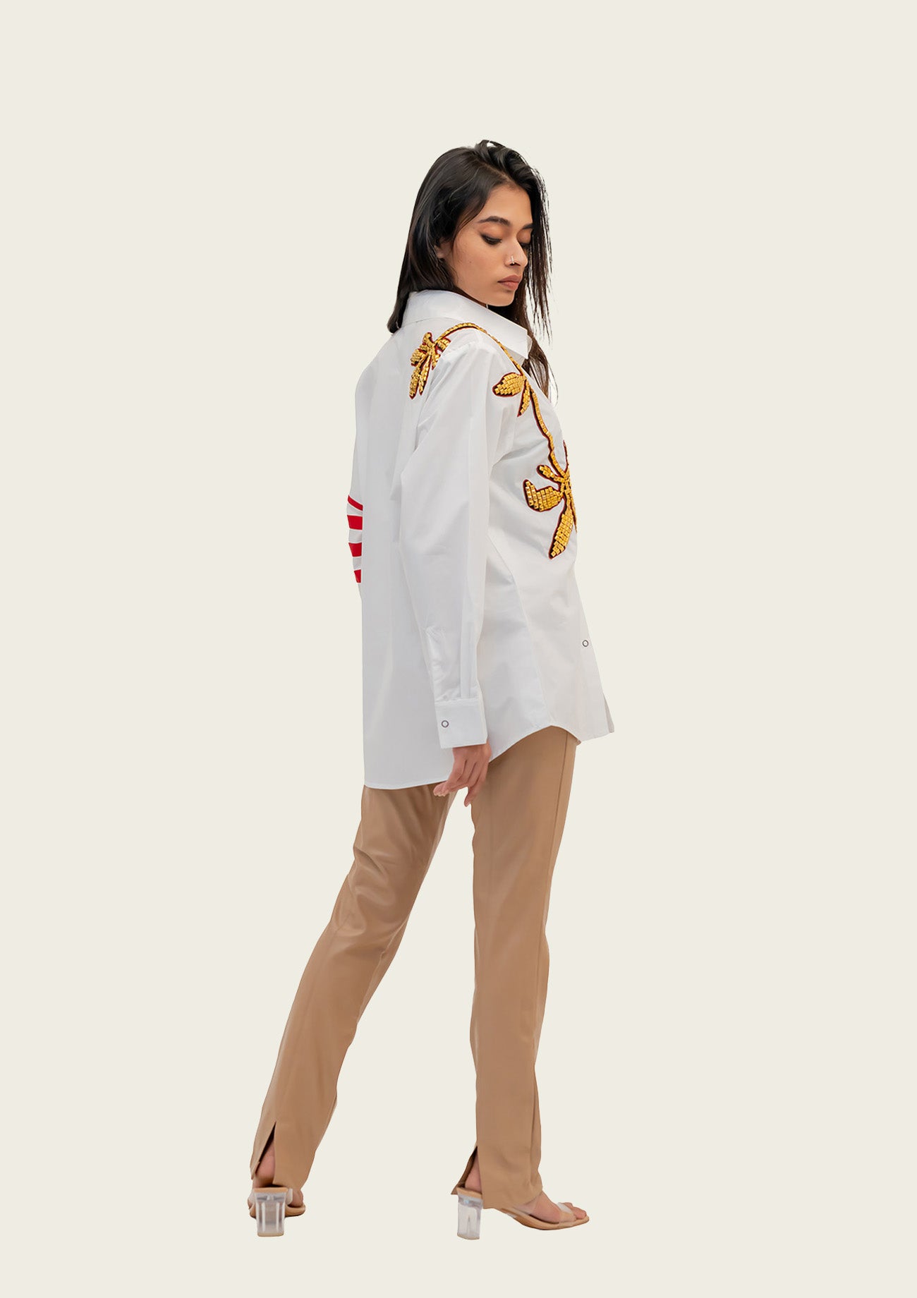 White Cotton Shirt with Embroidery