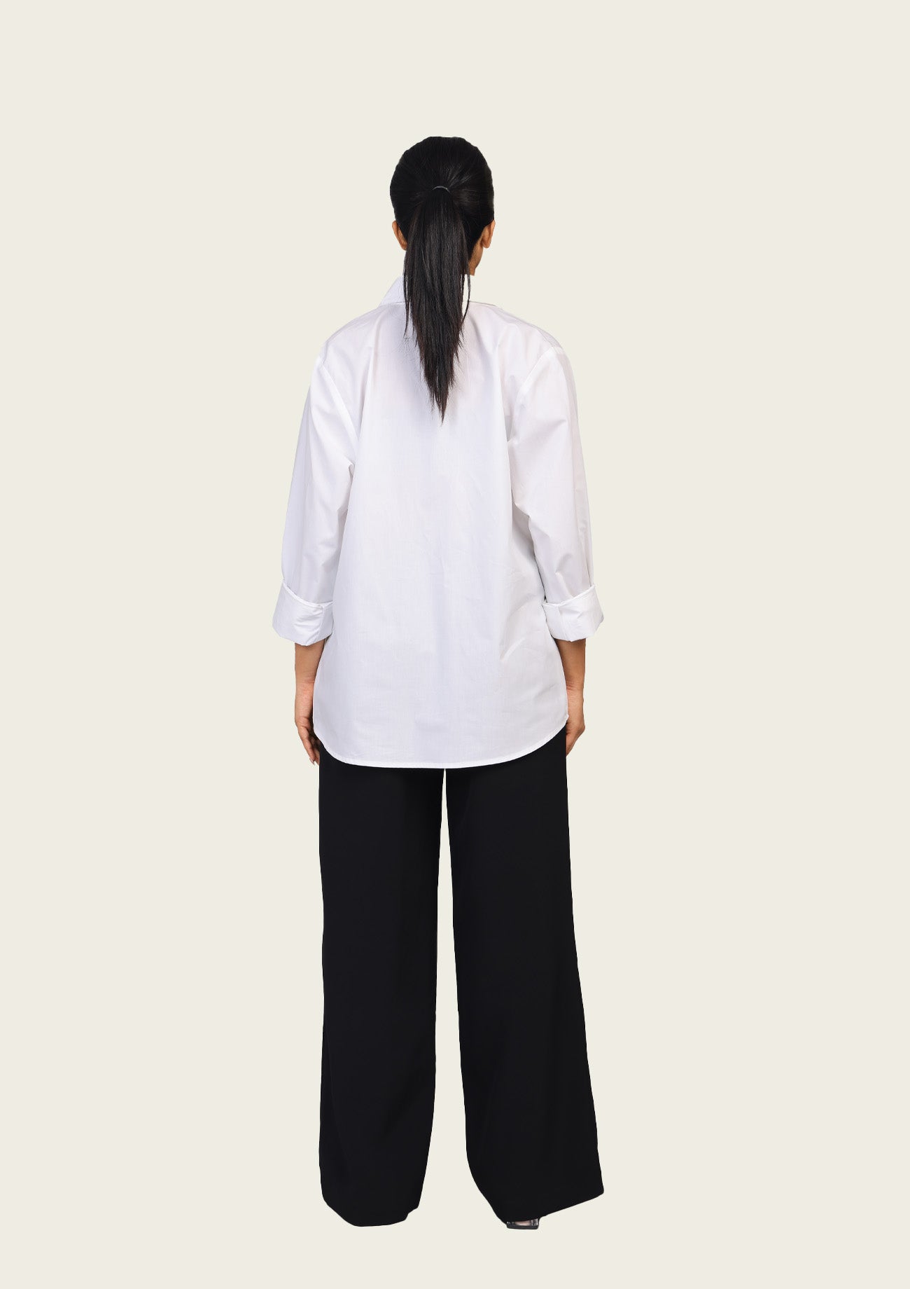 White Cotton Shirt with Zebra Embroidery