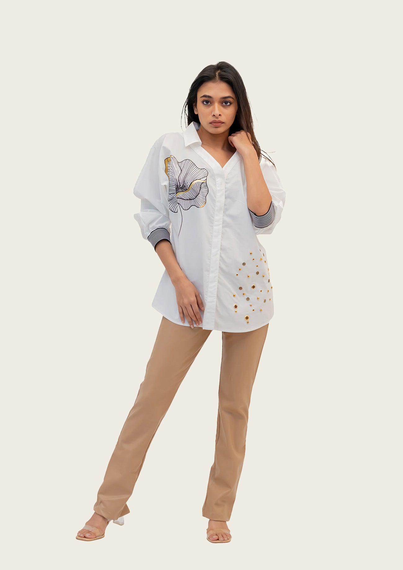 White Cotton Shirt with Print