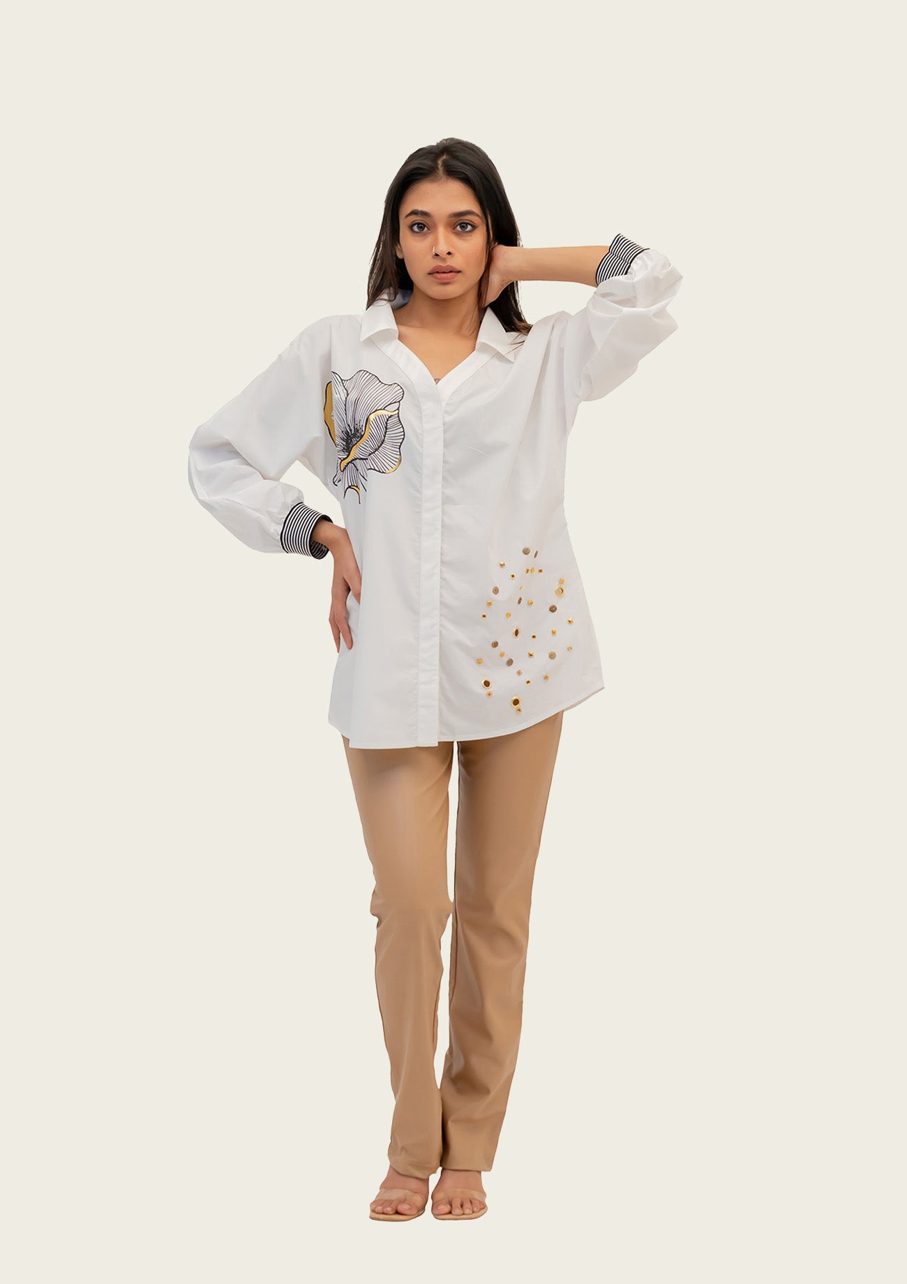 White Cotton Shirt with Print