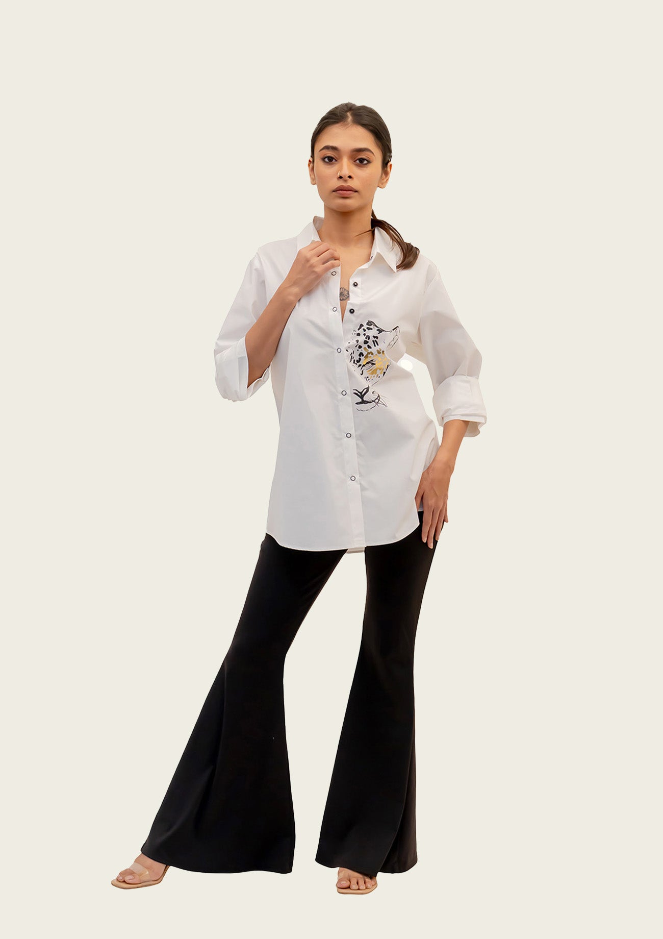 White Cotton Shirt with Print