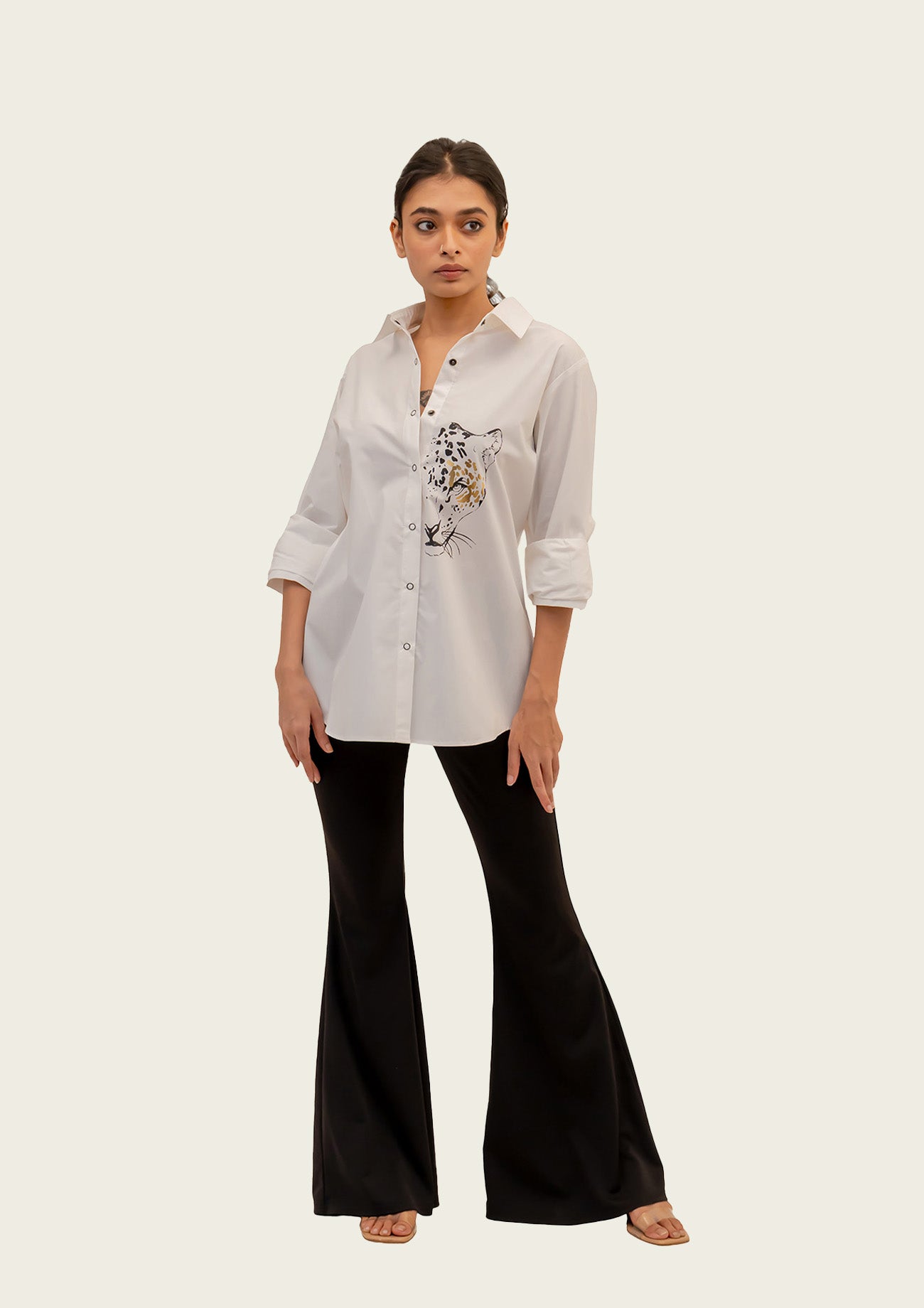 White Cotton Shirt with Print