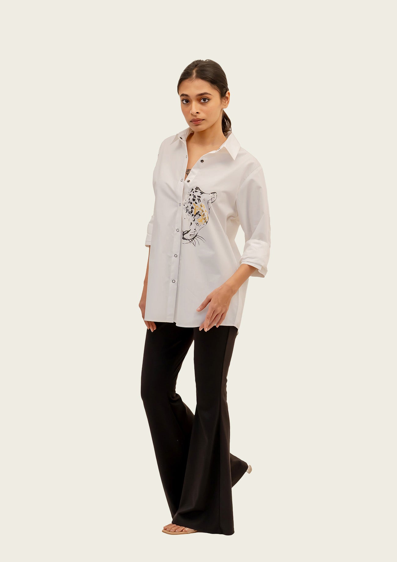 White Cotton Shirt with Print