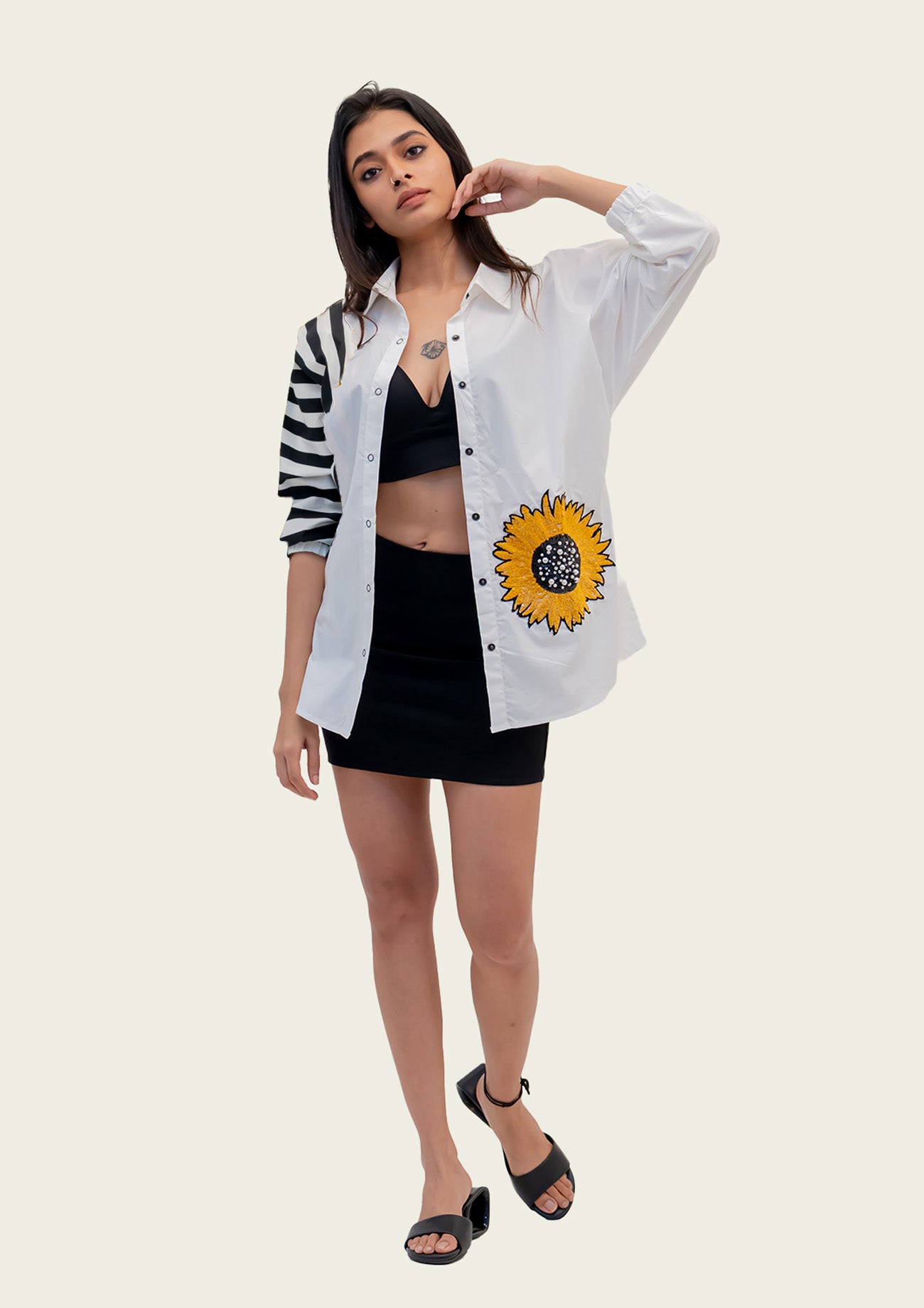 White Cotton Shirt with Embroidery