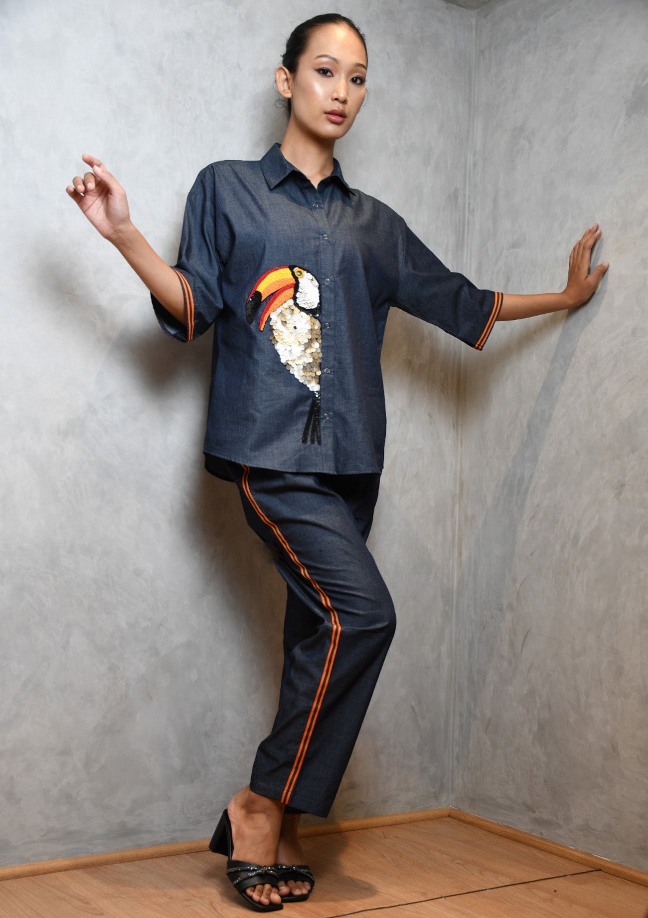 Denim Co-ord Set With Oversized Shirt