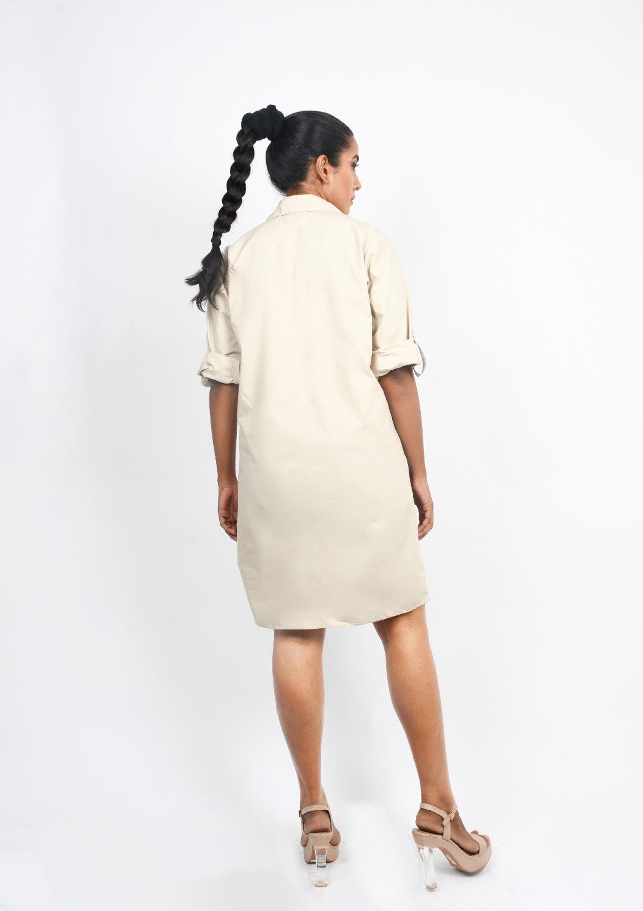 Beige One Piece Dress with Foil Print
