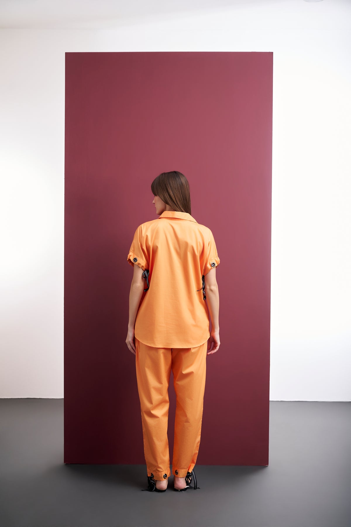 ORANGE COTTON FOIL FLORAL SHIRT & PANT CO-ORD SET
